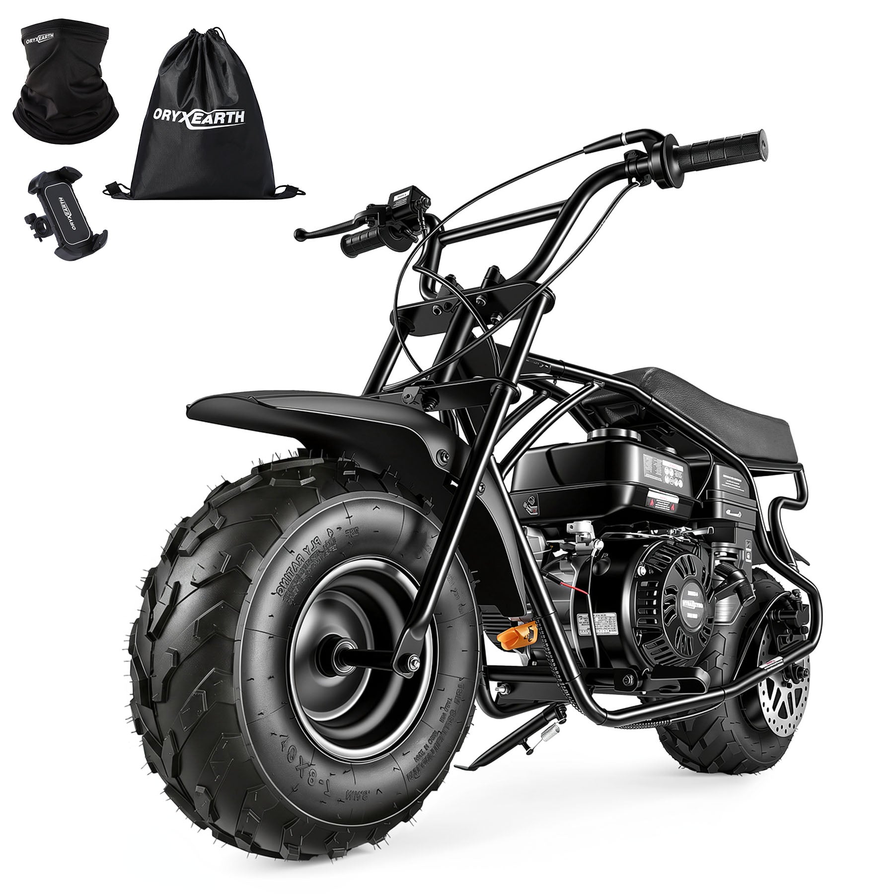 【WMT】Oryxearth BRM200-2 4-Stroke Minibike, 196CC Gas Powered Dirt Bike,Off-Road Trail for Adult, up to 30 Mph, Black