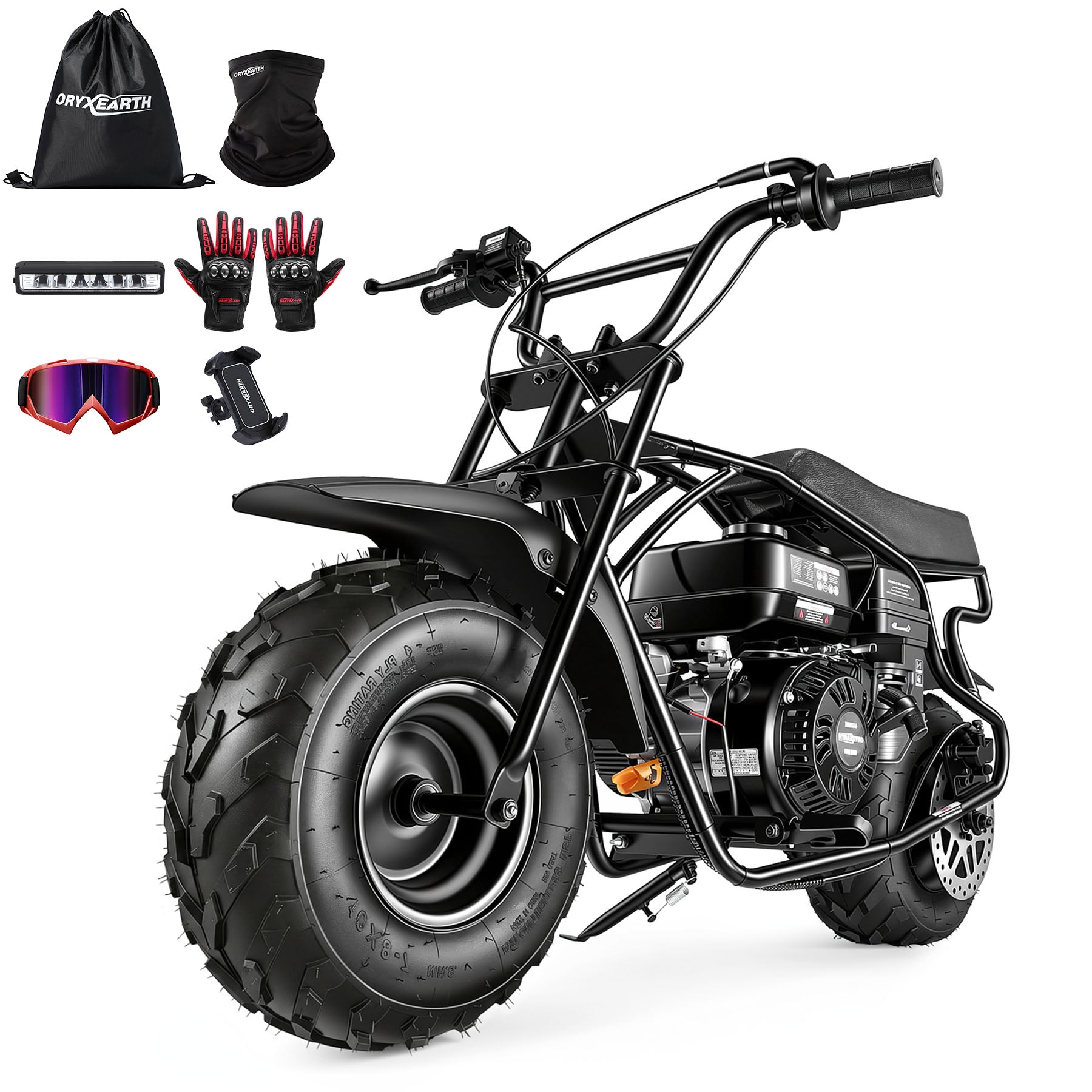 【WMT】Oryxearth BRM200-2 4-Stroke Minibike, 196CC Gas Powered Dirt Bike,Off-Road Trail for Adult, up to 30 Mph, Black