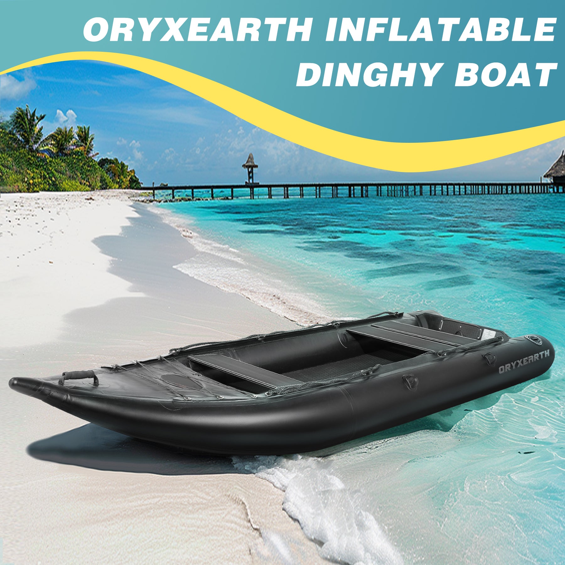 Professional 10.8ft Inflatable Fishing Boat for Adults - Heavy Duty Pontoon Skiff with Aluminum Seat, Includes Pump, Oars & Stabilizer Fin