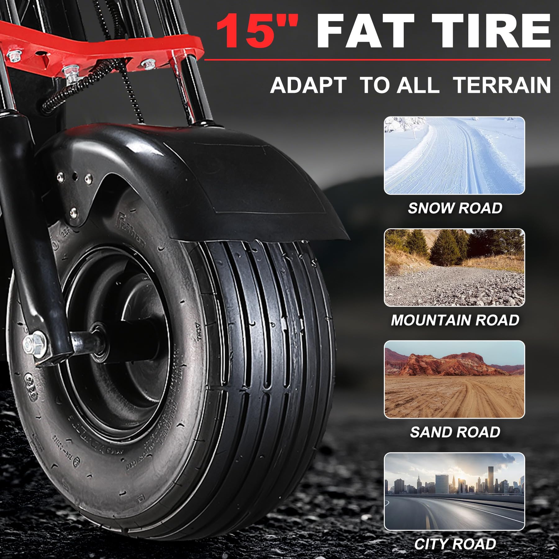 Oryxearth Adult Fat Tire, All-Terrain, Black Electric Bike