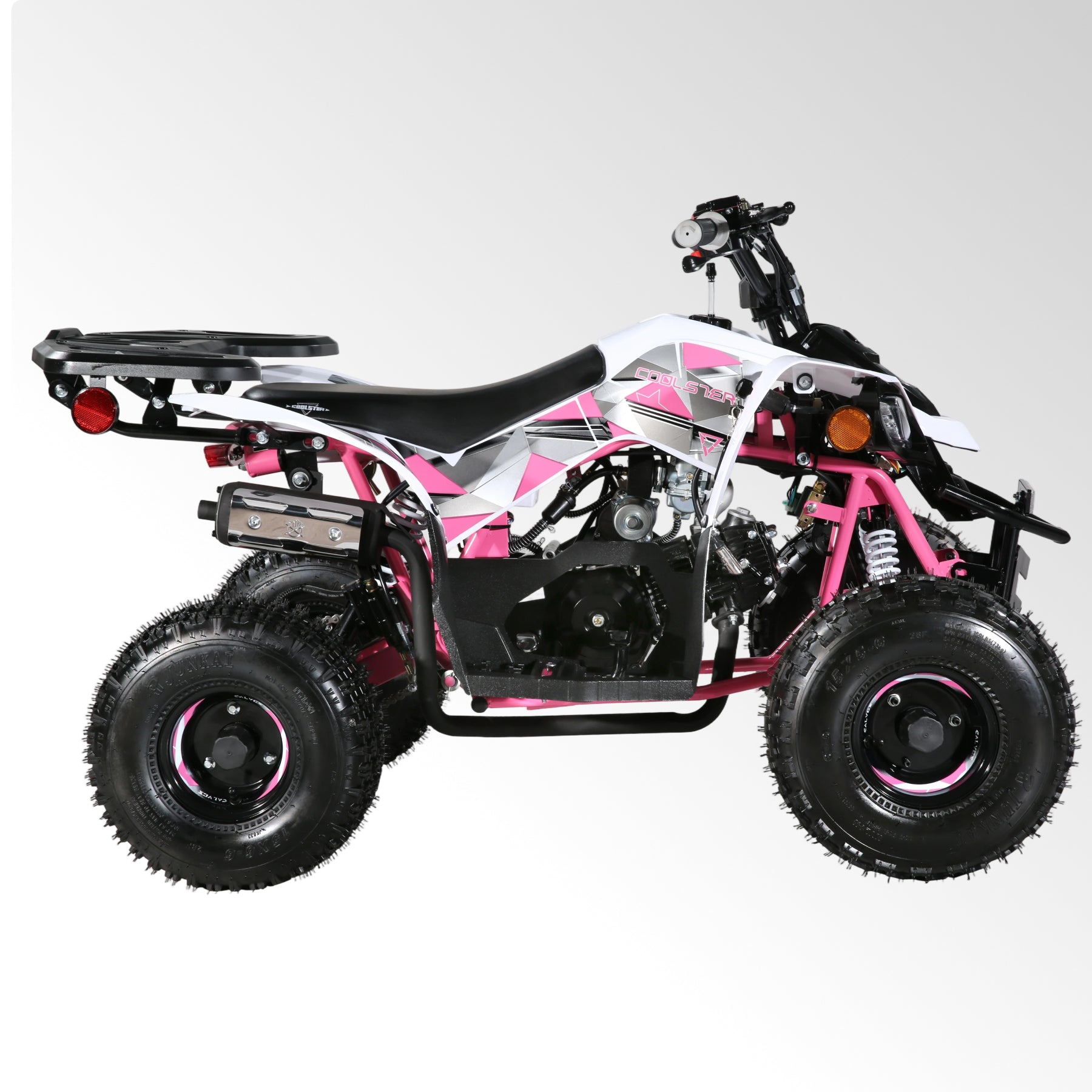 Coolster Gas Powered ATV with LED Lights, 110CC 4-Stroke Mini Gas 4 Wheeler with Front and Rear Disc Brake, with Speed Control Weight Support Up to 143 LBS, Max Speed 15mph