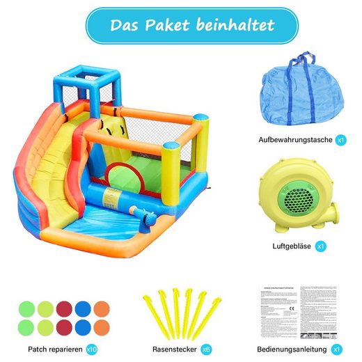 Hüpfburg HomeMiYN Hüpfburg mit Gebläse Spielplatz im Freien mit Klettern, 310 cm x 280 cm x 210 cm (L x B x H)