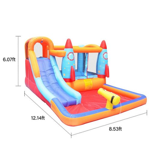 Hüpfburg HomeMiYN Hüpfburg mit Gebläse für Kinder – Spielplatz im Freien, 370 cm x 260 cm x 185 cm (L x B x H)