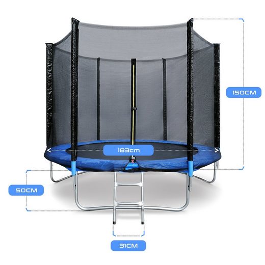 Gartentrampolin Trampolin Outdoor Ø183/244/305/366cm Sicherheitsnetz Kinder trampolin, Schutzrand schwarz,mit sicherheisnetz