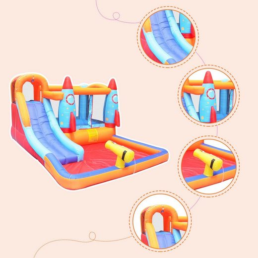 Hüpfburg HomeMiYN Hüpfburg mit Gebläse für Kinder – Spielplatz im Freien, 370 cm x 260 cm x 185 cm (L x B x H)