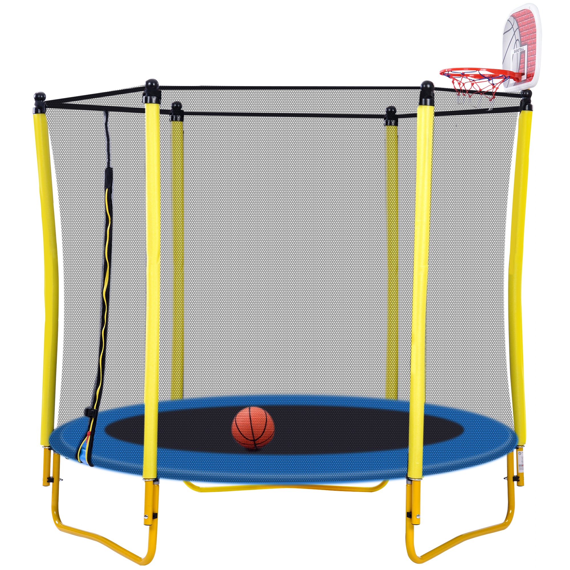 Oryxearth 6FT Outdoor Trampoline with Safety Net & Ladder, GS EN71 Certified Kids Trampoline, Heavy-Duty Galvanized Steel Frame, 265 lbs Capacity