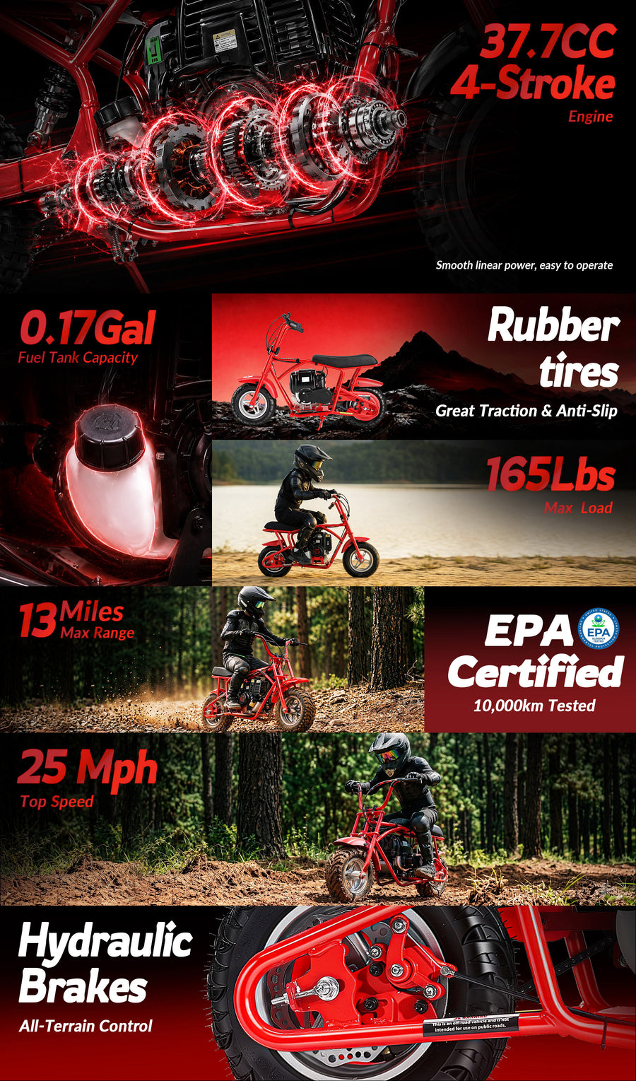 Oryxearth 37.7CC 4-stroke gas mini bike