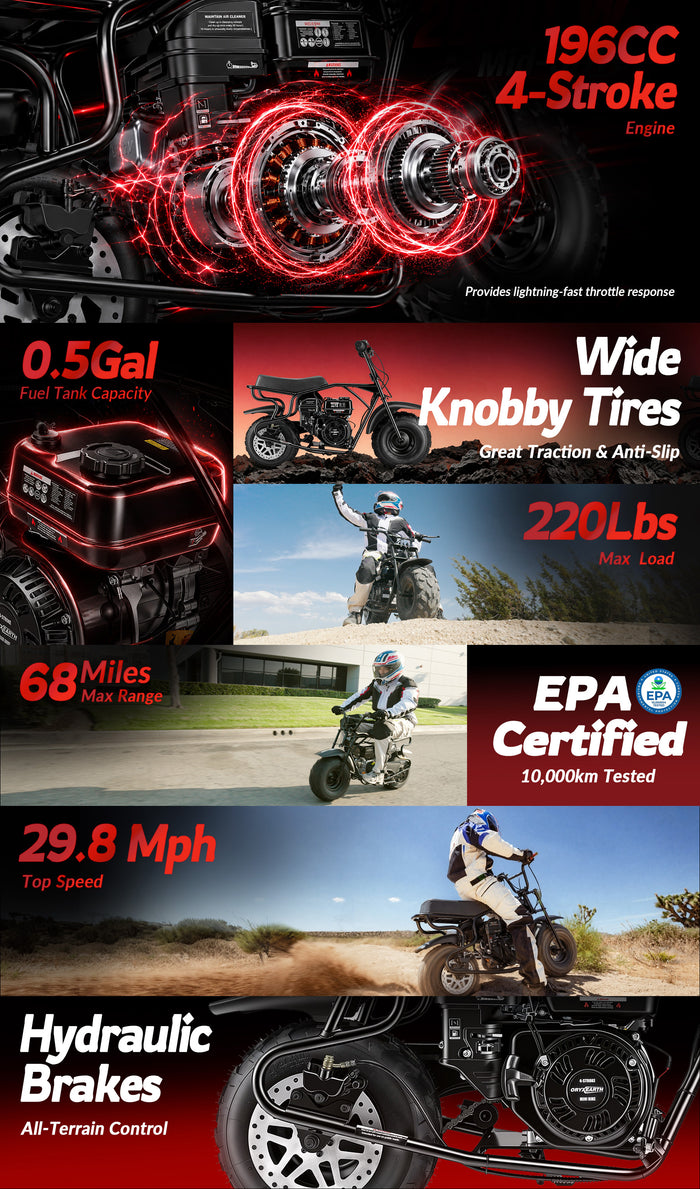 Oryxearth 196CC 4-stroke gas mini bike