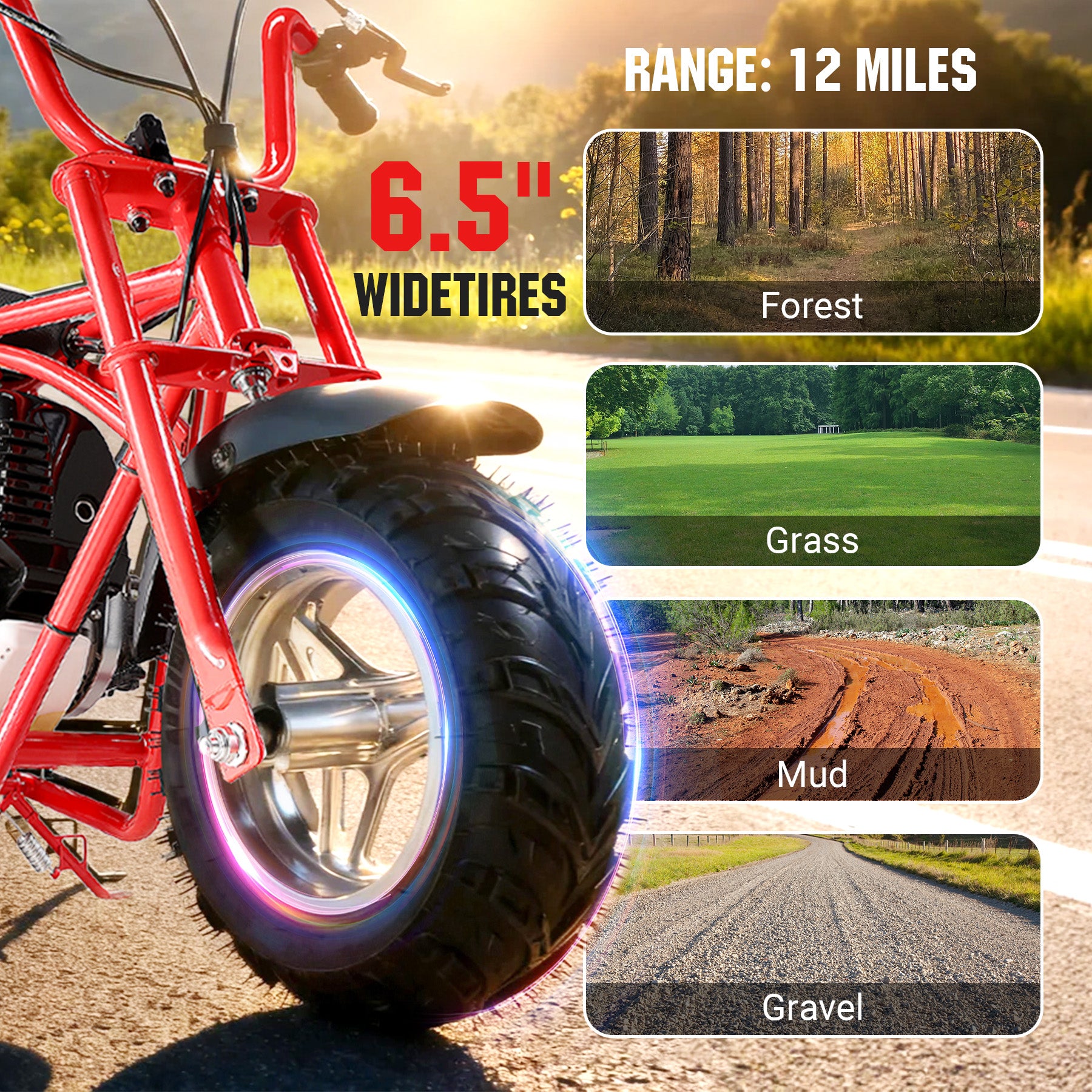 【WMT】Oryxearth 37.7CC Mini Dirt Bike, 4-Stroke Gas Power 16 mph Bike,Off Road for Teens, Pull Start