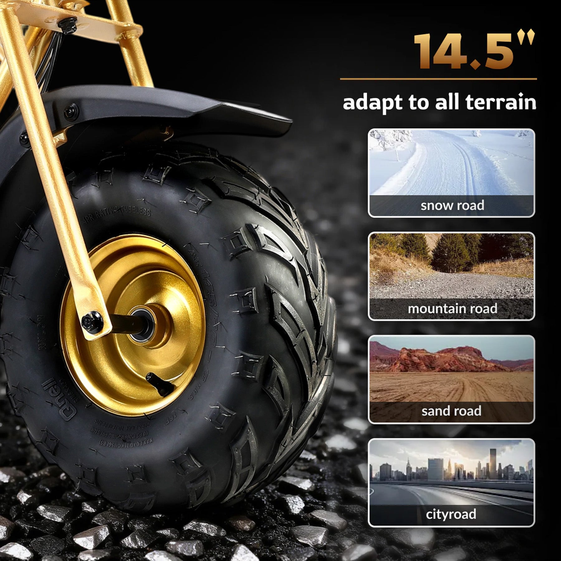 Oryxearth BRM100-4 99CC Off-Road Gas Mini Bike for Adults & Teens, Limited Edition Gold, Supports Up to 220 lbs