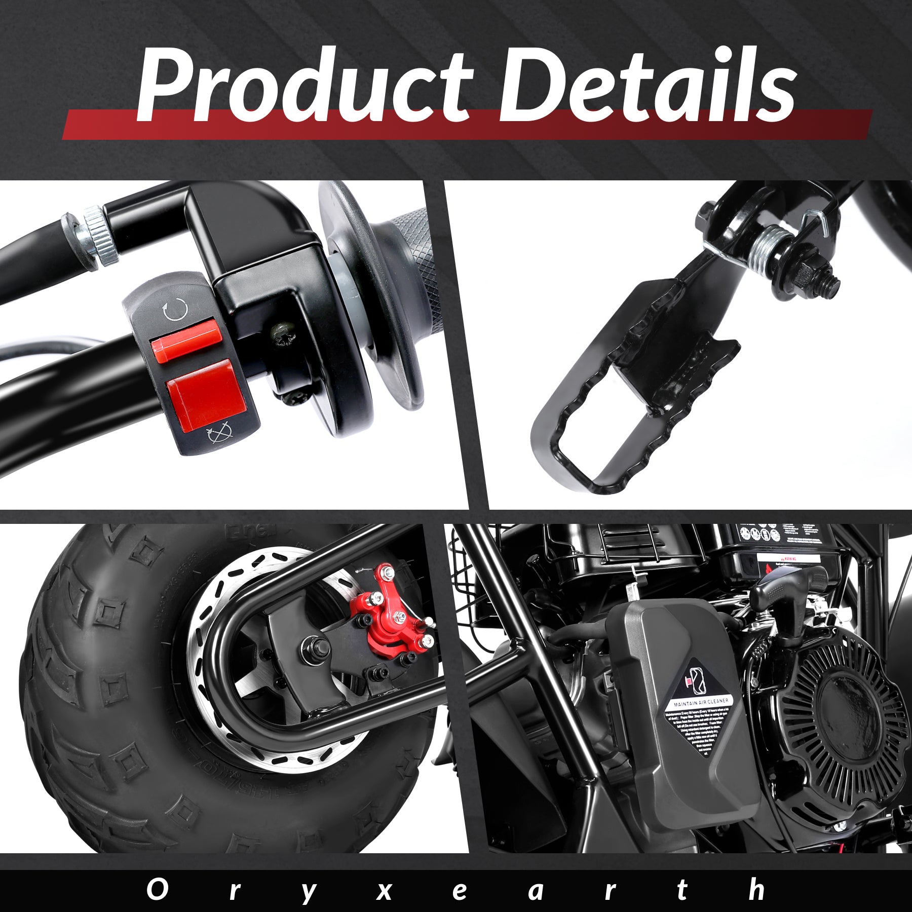 Oryxearth BRM100-4 99CC Off-Road Gas Mini Bike for Adults & Teens, Limited Edition Gold, Supports Up to 220 lbs