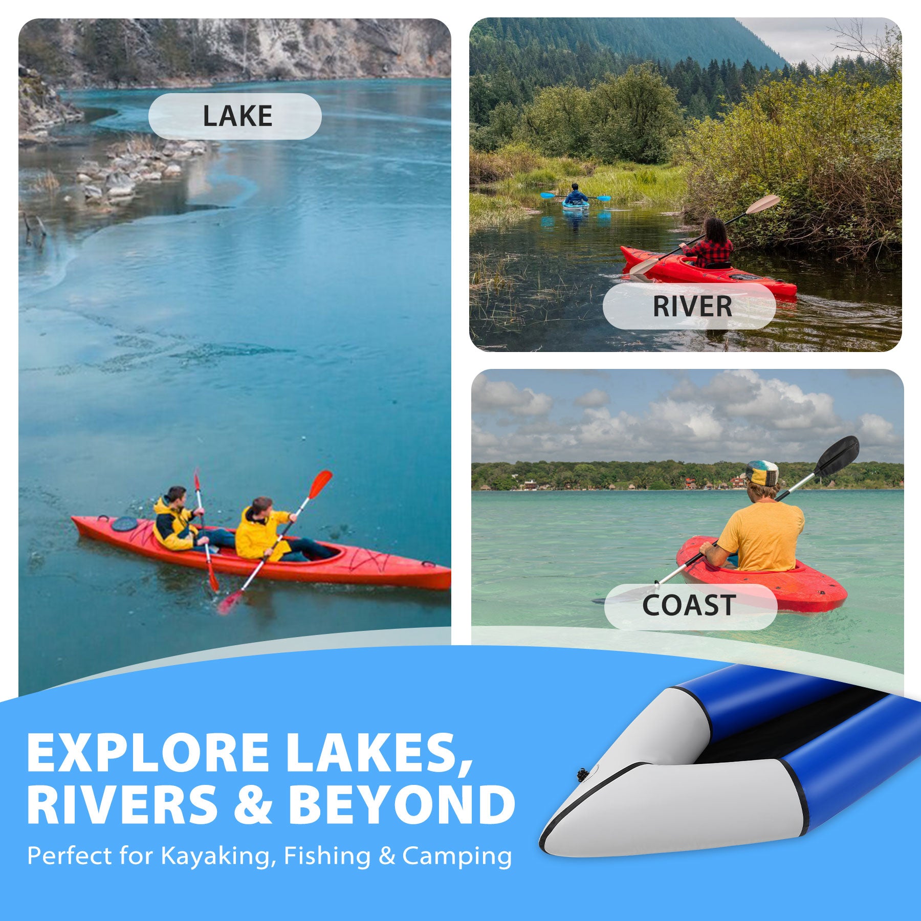 Oryxearth Inflatable Packraft Kayak for Adults, 6.9FT Lightweight TPU Canoe (210D), Portable 1-Person Watercraft for Kayaking, Fishing, Camping, Compact Design