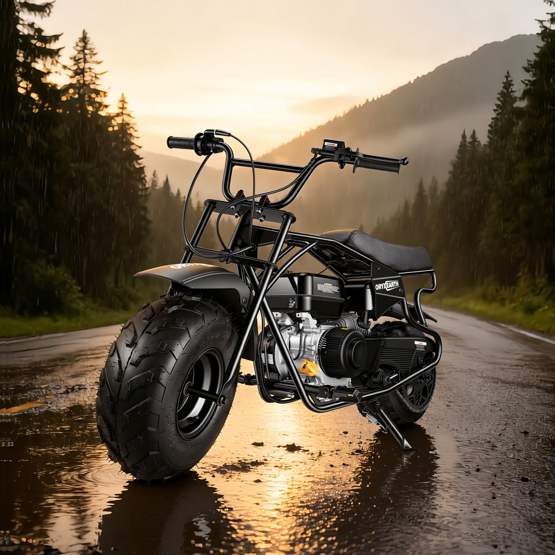 【WMT】Oryxearth 4-Stroke Minibike, 196CC Gas Powered Dirt Bike,Off-Road Trail for Adult, up to 30 Mph, Black
