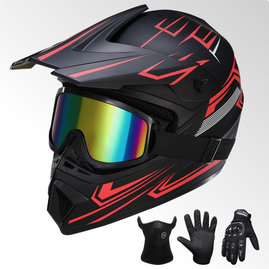 Oryxearth Motocross Dirt Bike Helmet, Off-Road Motorcycle & ATV Helmet with Goggles Gloves
