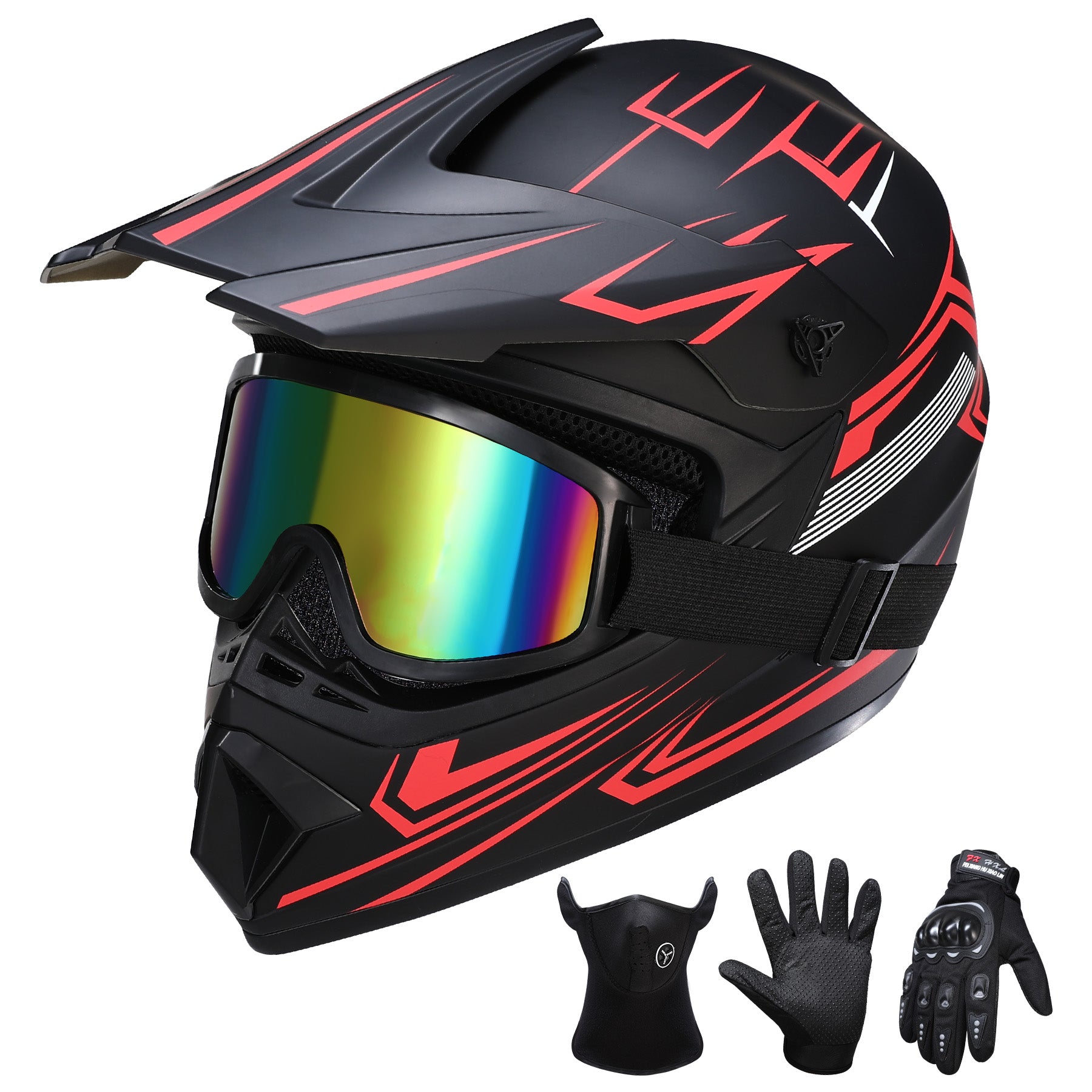 【WMT】Oryxearth Motocross Dirt Bike Helmet, Off-Road Motorcycle & ATV Helmet with Goggles Gloves