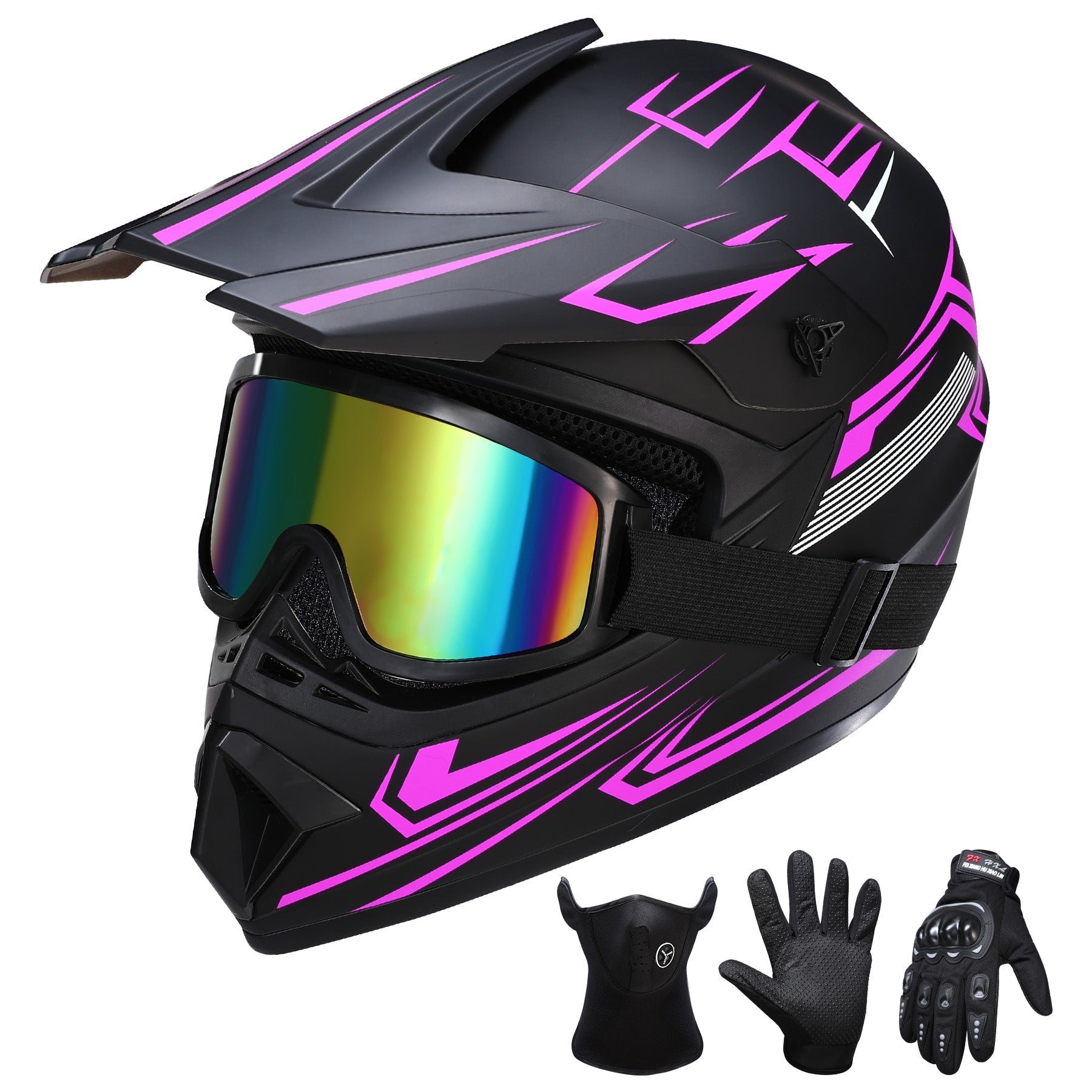 bike helmet and gloves 【WMT】Oryxearth Motocross Dirt Bike Helmet, Off-Road Motorcycle & ATV Helmet with Goggles Gloves