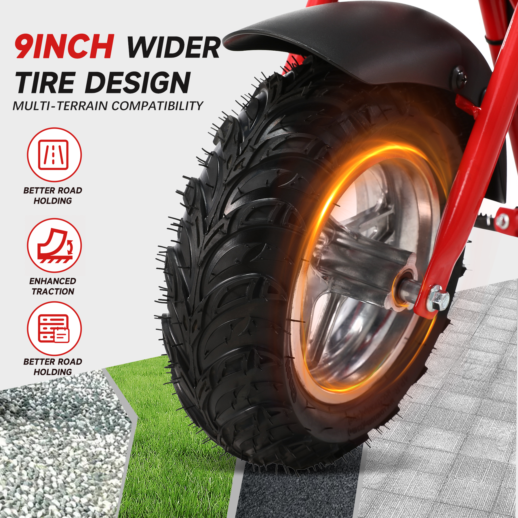 【WMT】Oryxearth 37.7CC 4-Stroke Mini Bike, Gas Powered Dirt Off Road Trail, up to 15.5 Mph, Red