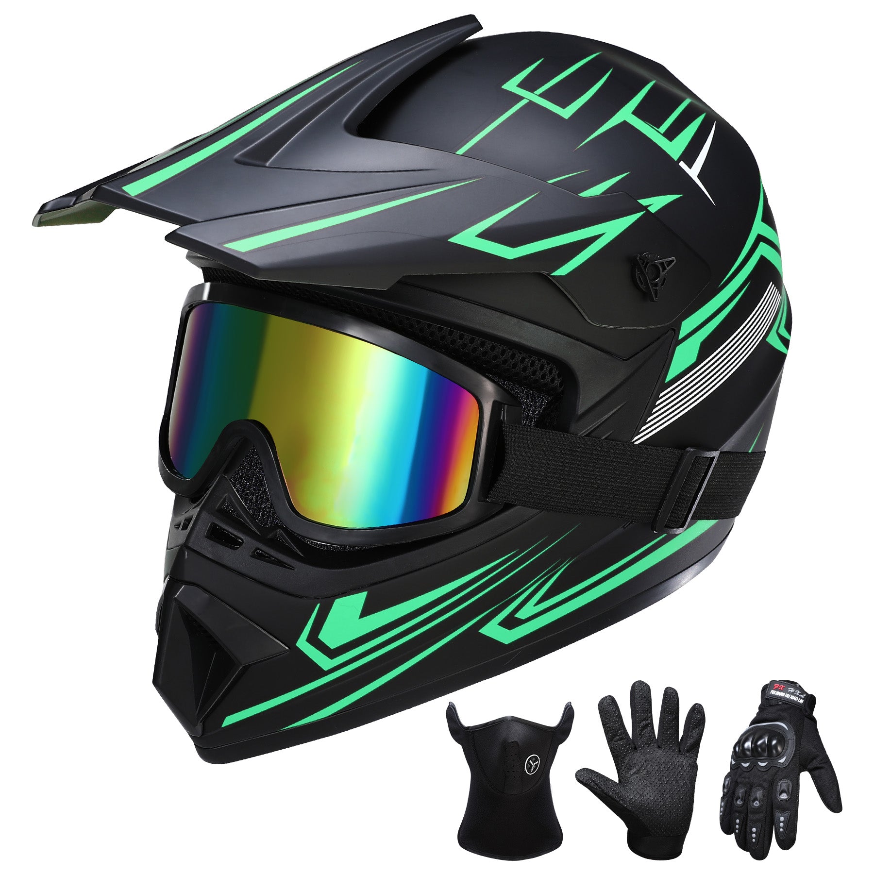 【WMT】Oryxearth Motocross Dirt Bike Helmet, Off-Road Motorcycle & ATV Helmet with Goggles Gloves