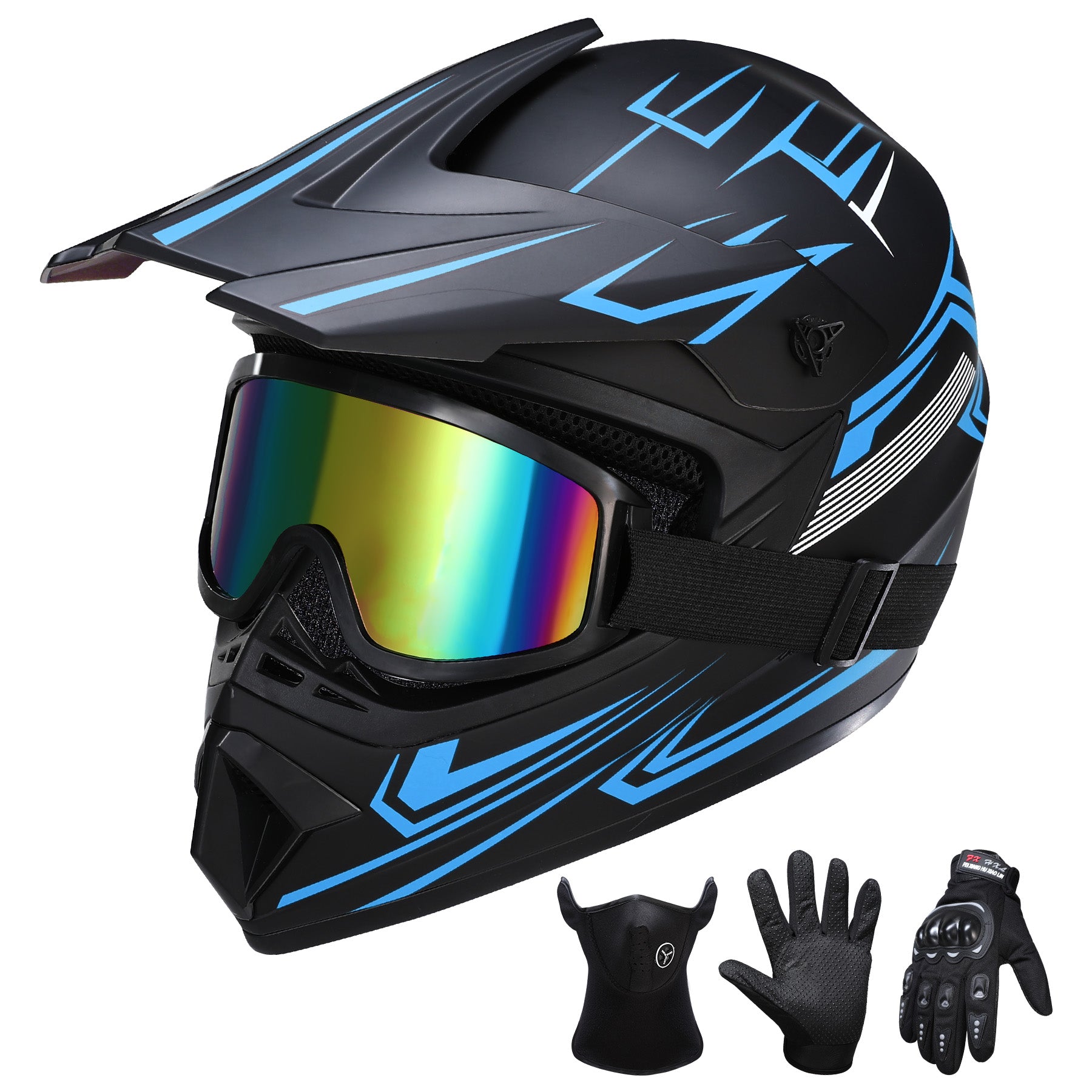 【WMT】Oryxearth Motocross Dirt Bike Helmet, Off-Road Motorcycle & ATV Helmet with Goggles Gloves