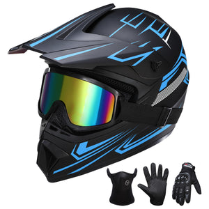 Oryxearth Motocross Dirt Bike Helmet, Off-Road Motorcycle & ATV Helmet with Goggles Gloves