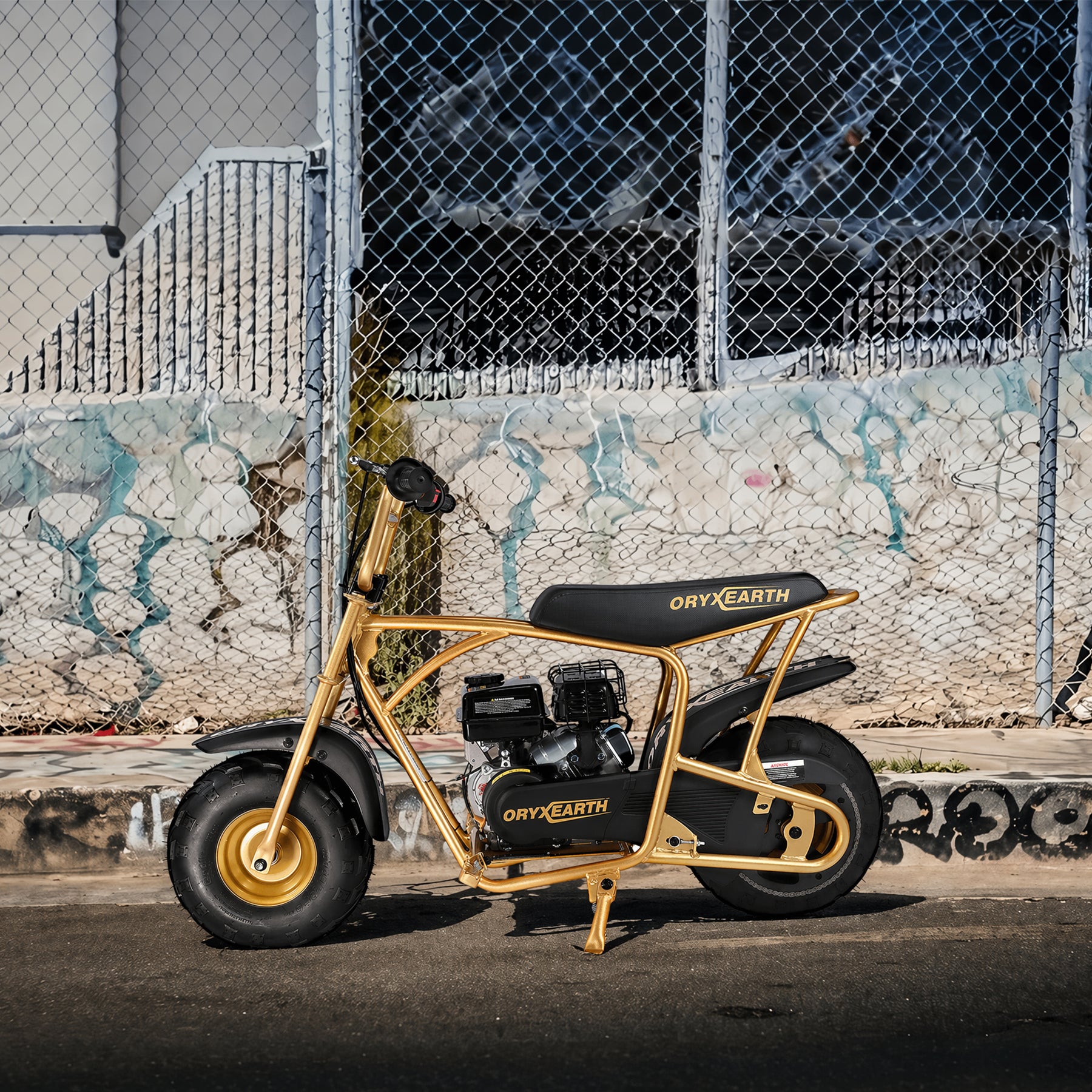 Oryxearth BRM100-4 99CC Off-Road Gas Mini Bike for Adults & Teens, Limited Edition Gold, Supports Up to 220 lbs