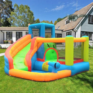 Hüpfburg HomeMiYN Hüpfburg mit Gebläse Spielplatz im Freien mit Klettern, 310 cm x 280 cm x 210 cm (L x B x H) 