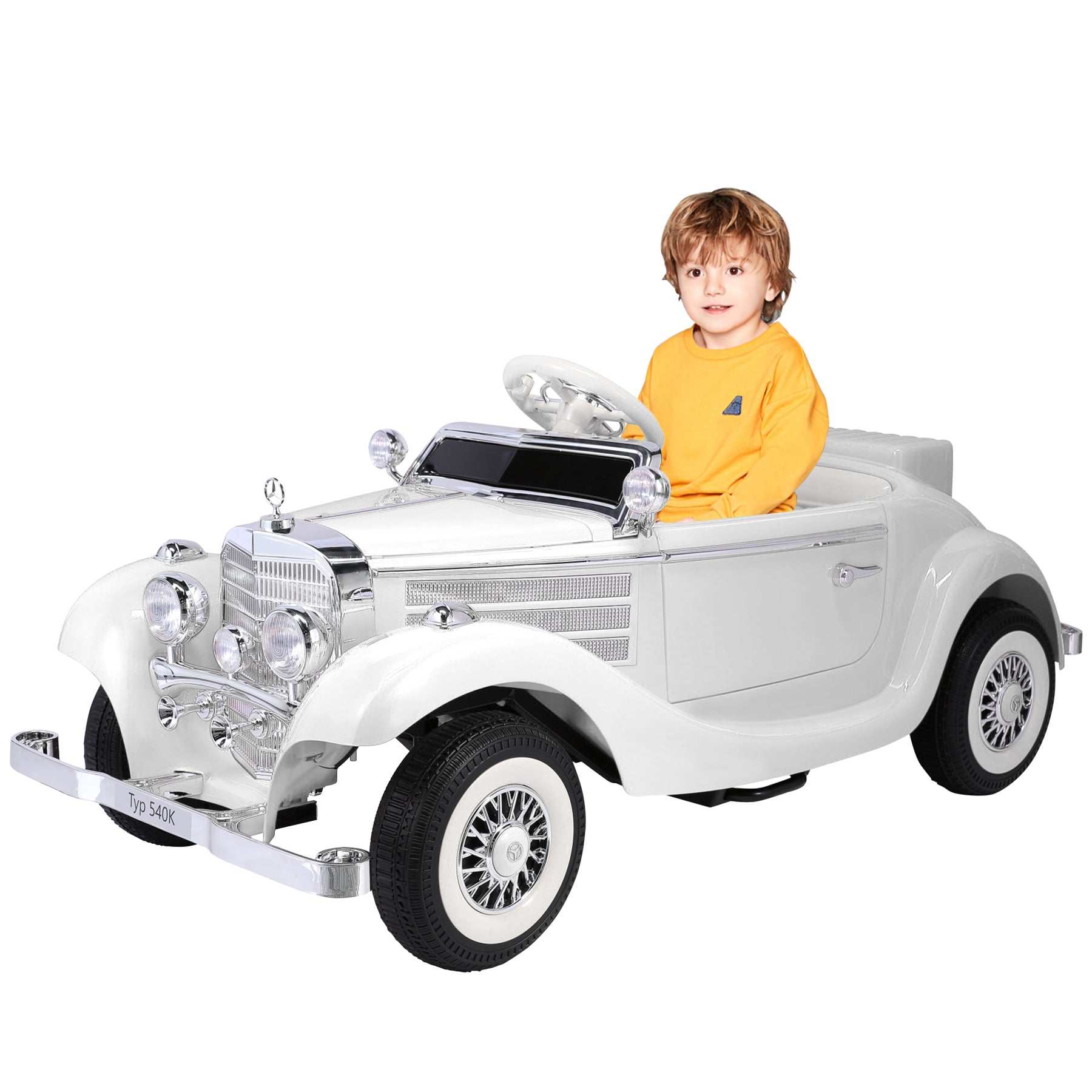 ORYXEARTH Retro-Elektroauto für Kinder – 12-V-Batterie – Geschwindigkeit 3-6 km/h