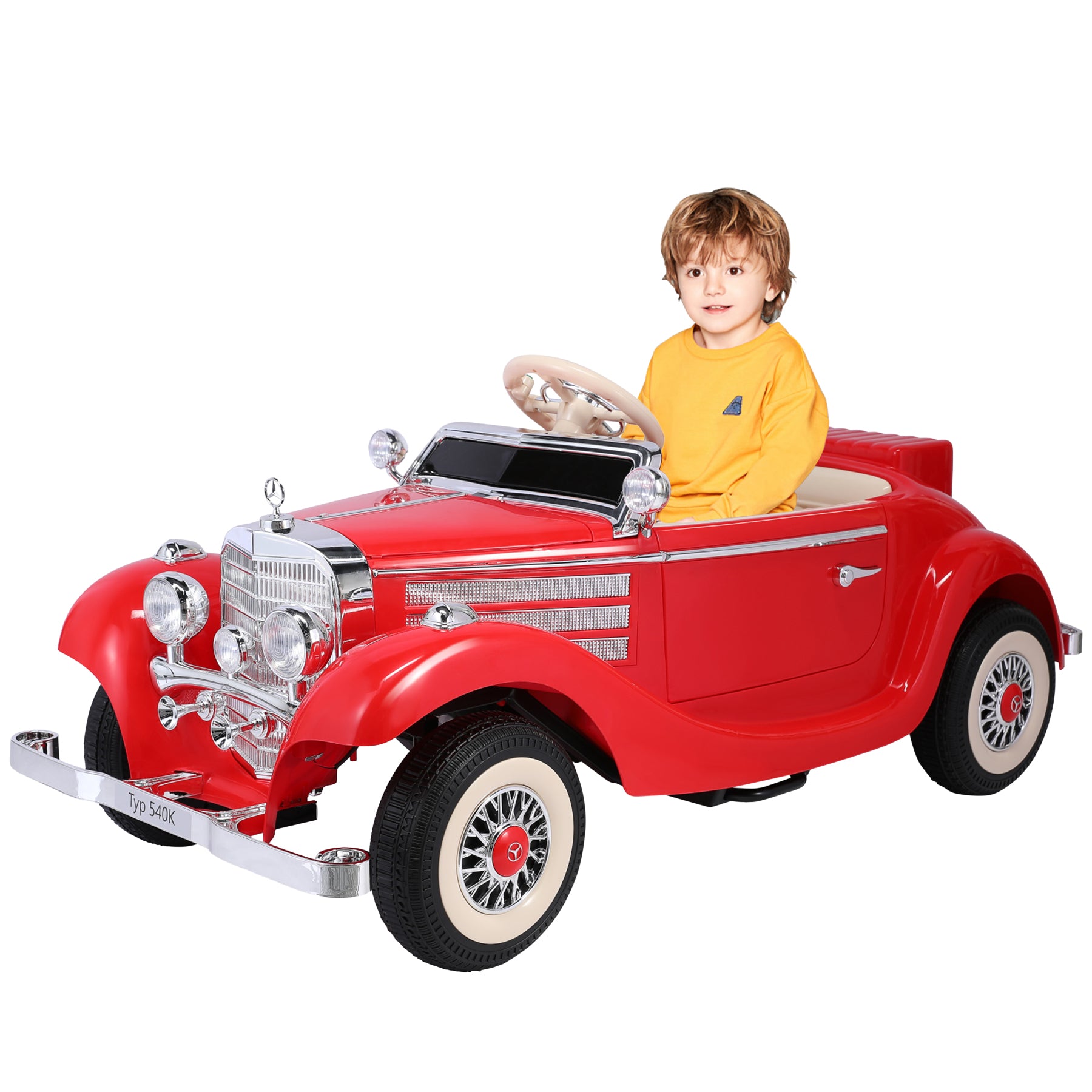 ORYXEARTH Retro-Elektroauto für Kinder – 12-V-Batterie – Geschwindigkeit 3-6 km/h