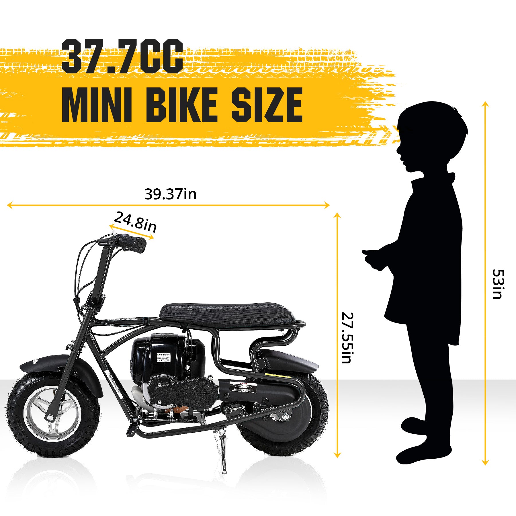 【WMT】Oryxearth 37.7CC Mini Dirt Bike, 4-Stroke Gas Power 16 mph Bike,Off Road for Teens, Pull Start