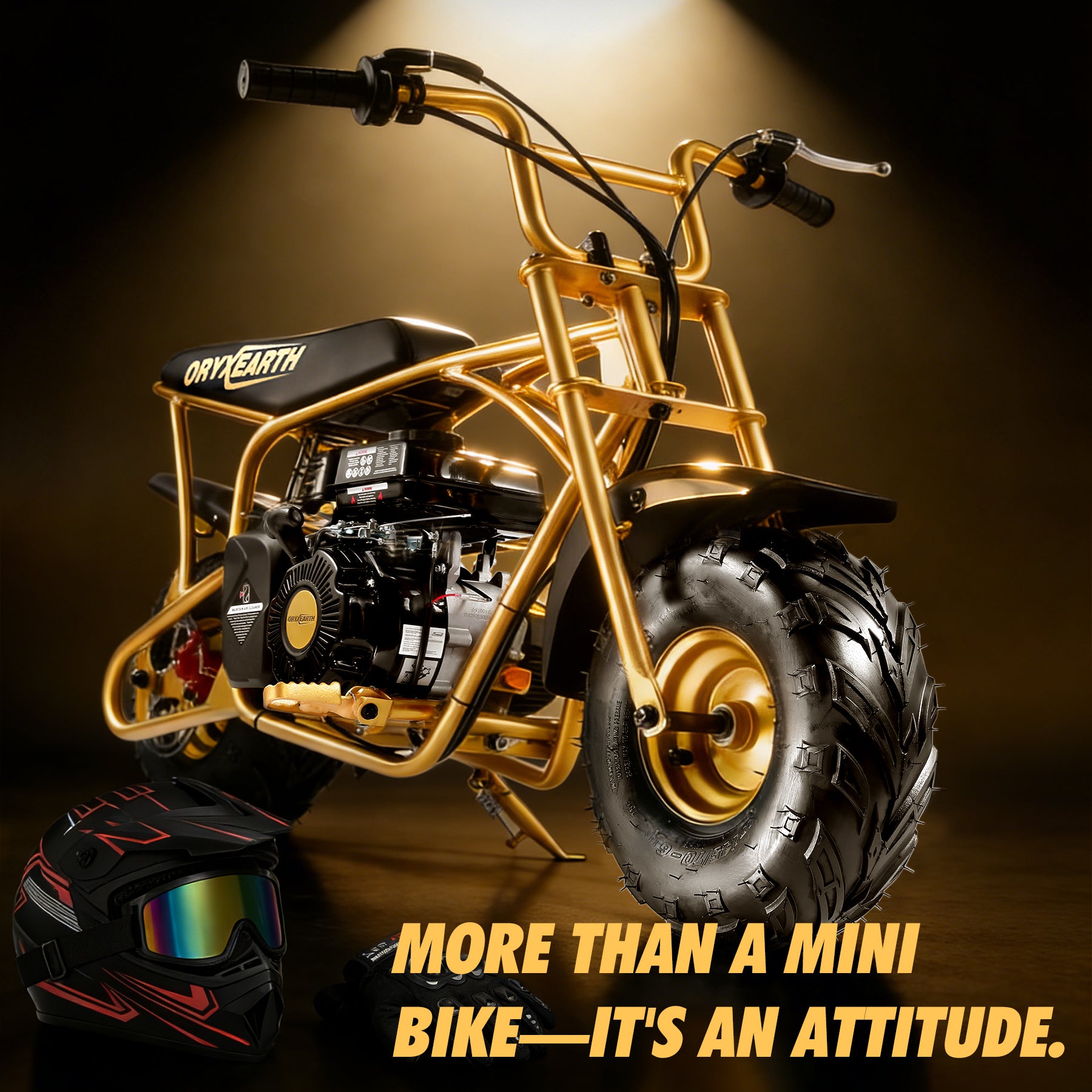 【WMT】Oryxearth OMG99 Mini Gas Bike 99CC Adult Gas Powered Dirt Bike, 28 Mph Off Road Bike for Teens, Gold