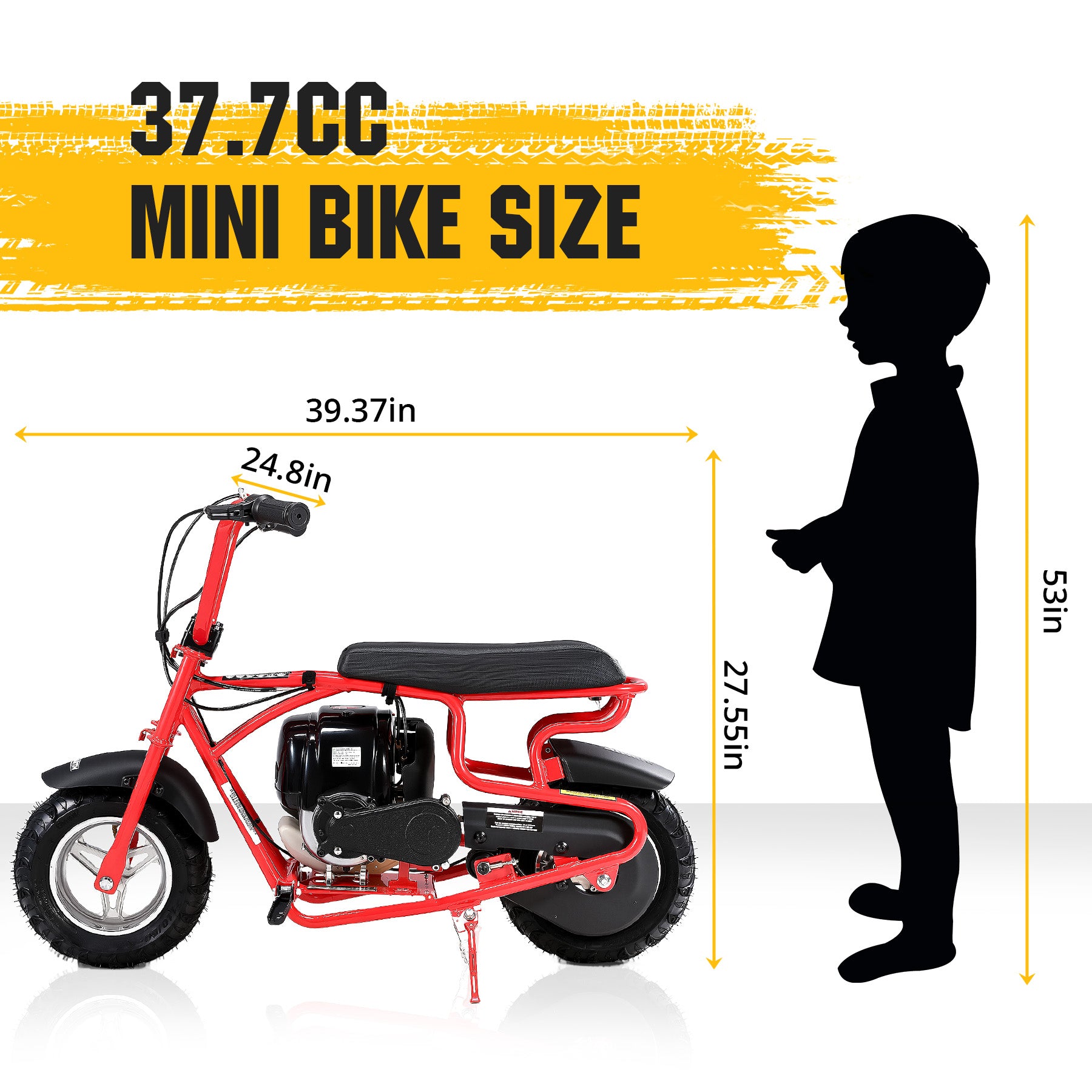 Oryxearth 37.7CC Mini Dirt Bike, 4-Stroke Gas Power 16 mph Bike,Off Road for Teens, Pull Start