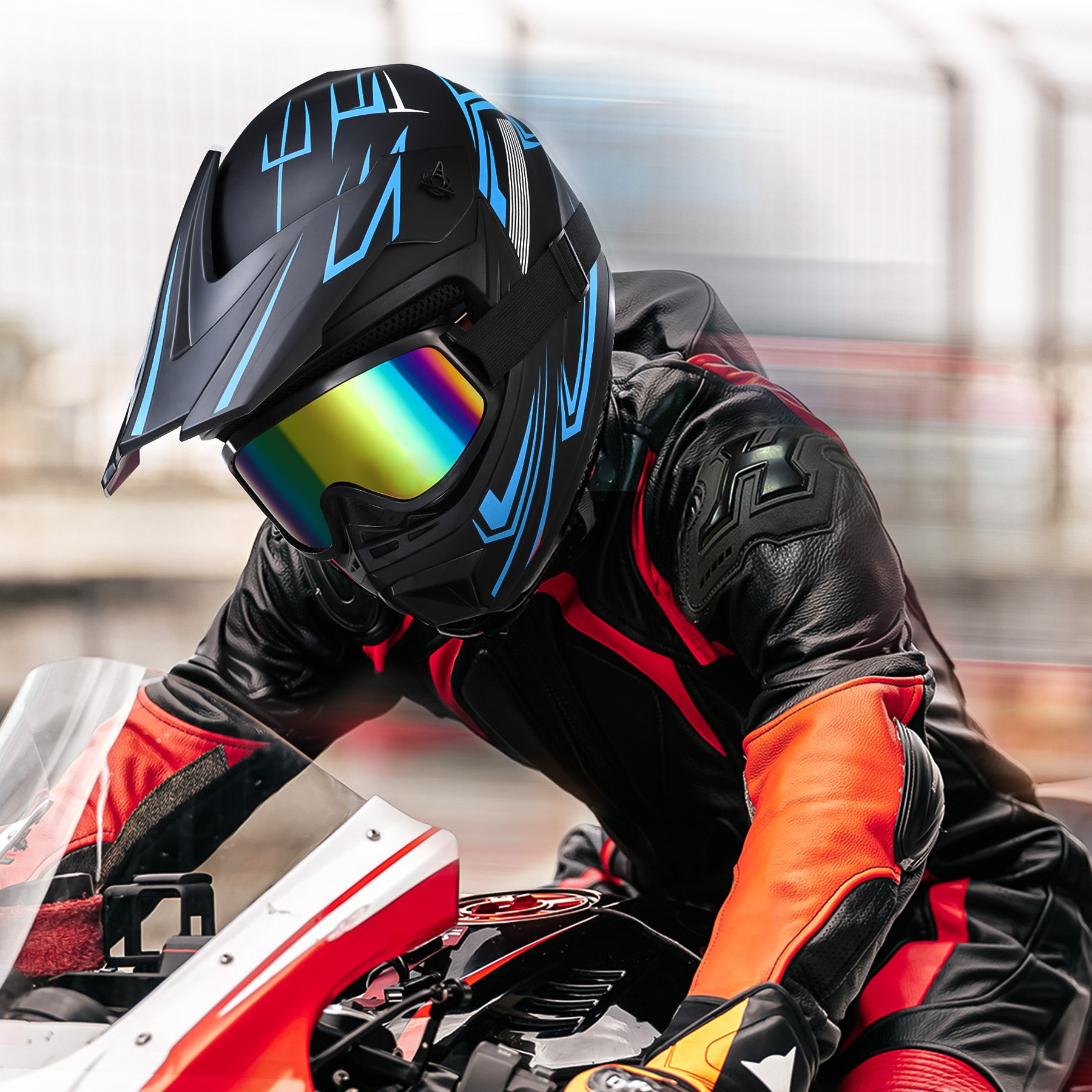 【WMT】Oryxearth Motocross Dirt Bike Helmet, Off-Road Motorcycle & ATV Helmet with Goggles Gloves