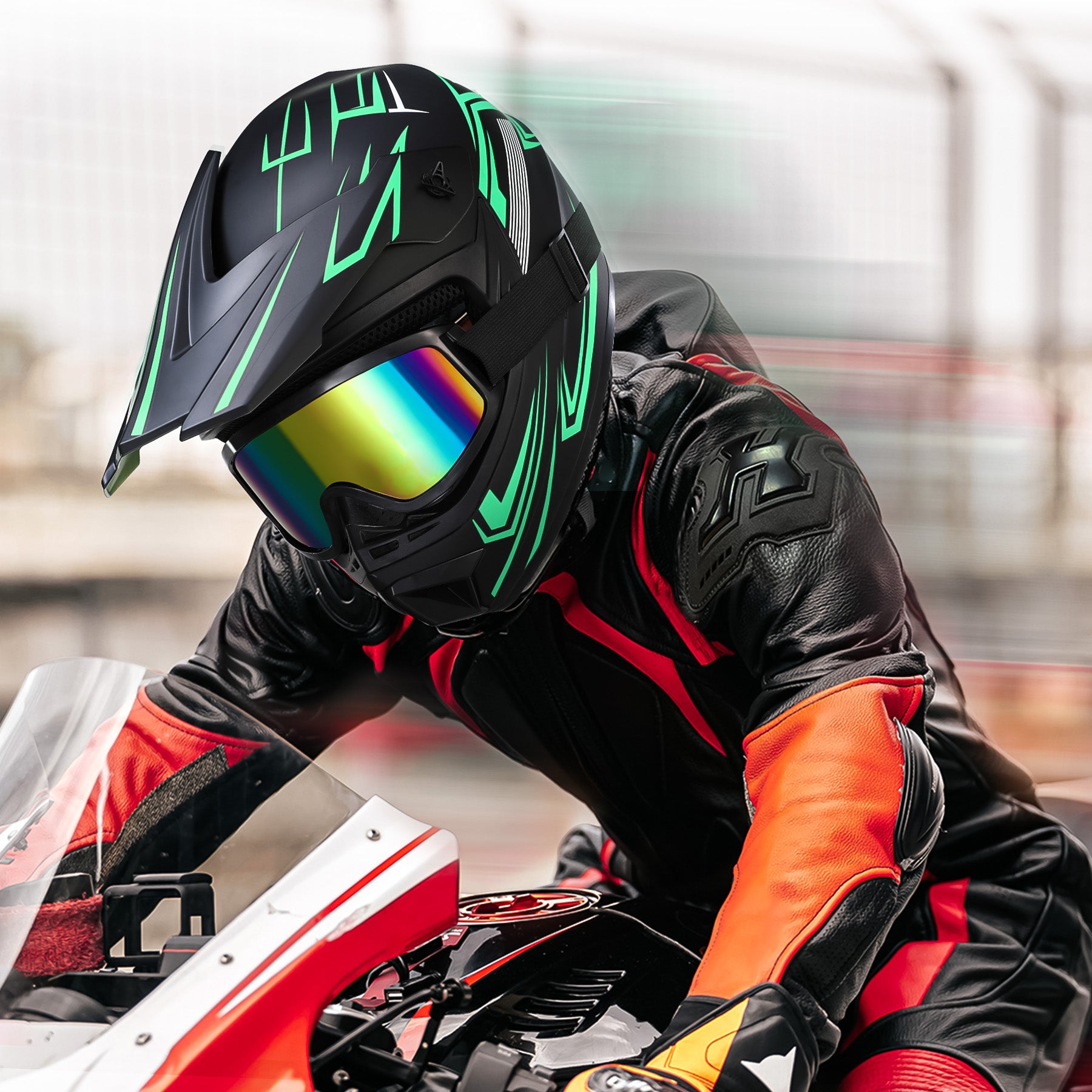 【WMT】Oryxearth Motocross Dirt Bike Helmet, Off-Road Motorcycle & ATV Helmet with Goggles Gloves