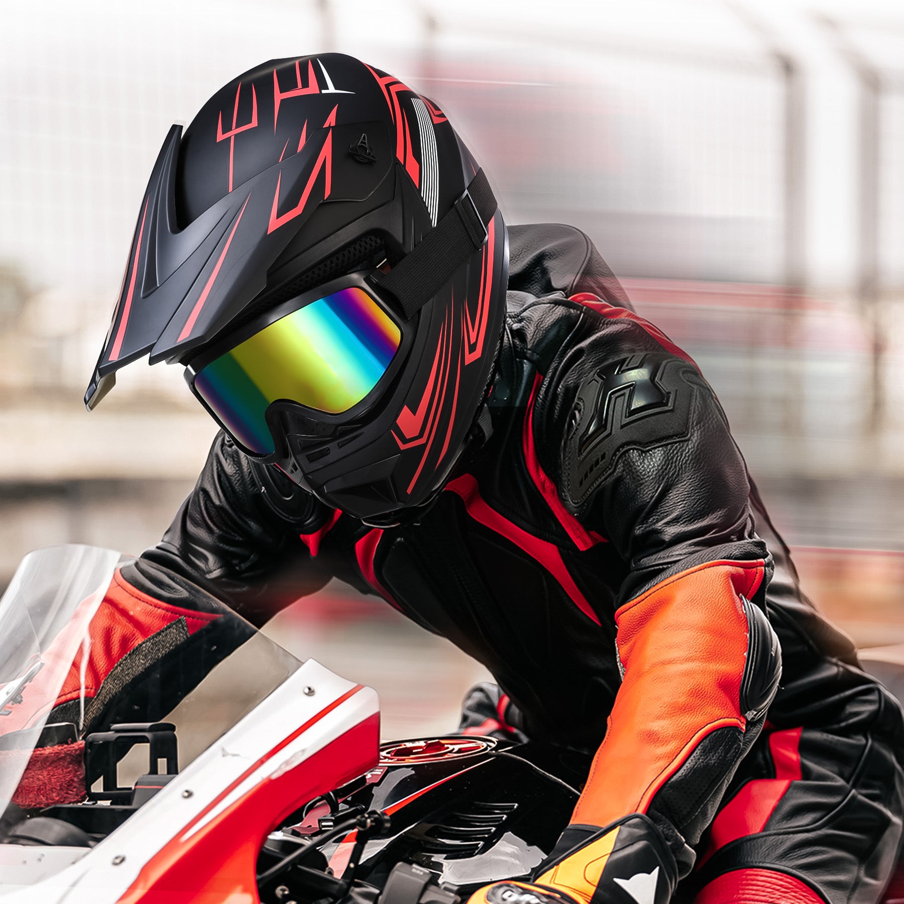 【WMT】Oryxearth Motocross Dirt Bike Helmet, Off-Road Motorcycle & ATV Helmet with Goggles Gloves