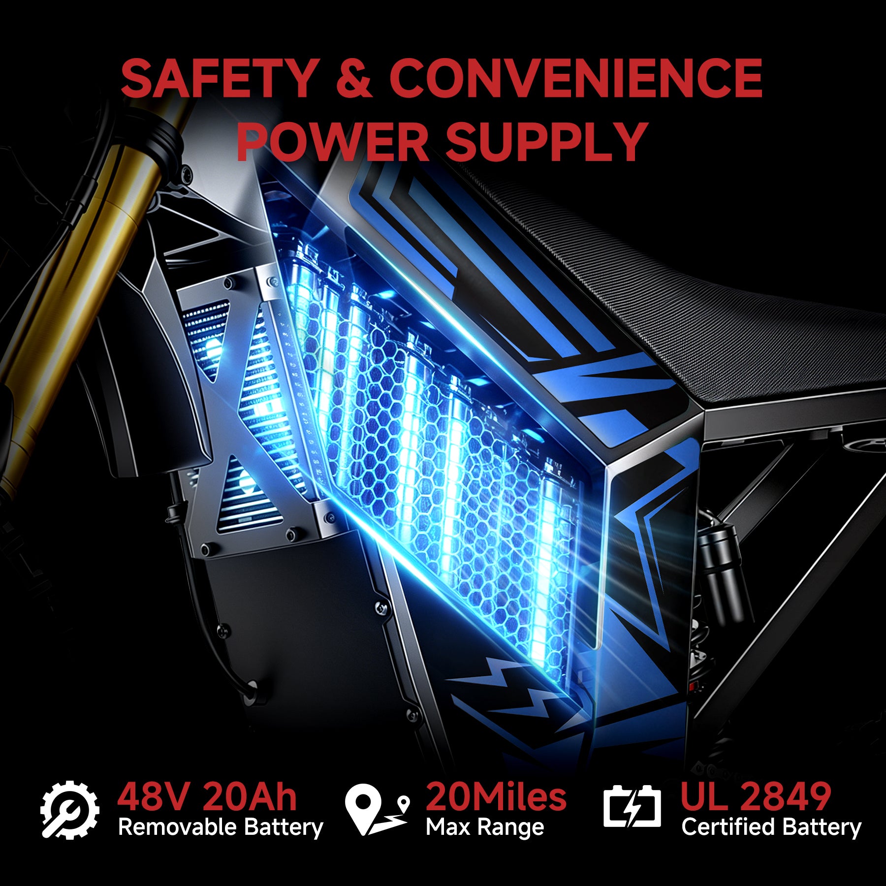 【WMT】Oryxearth 2500W Electric Dirt Bike, 34 Mph Off-Road Electric-Motorcycle with Hydraulic Brakes and 48V 20AH Removable Battery