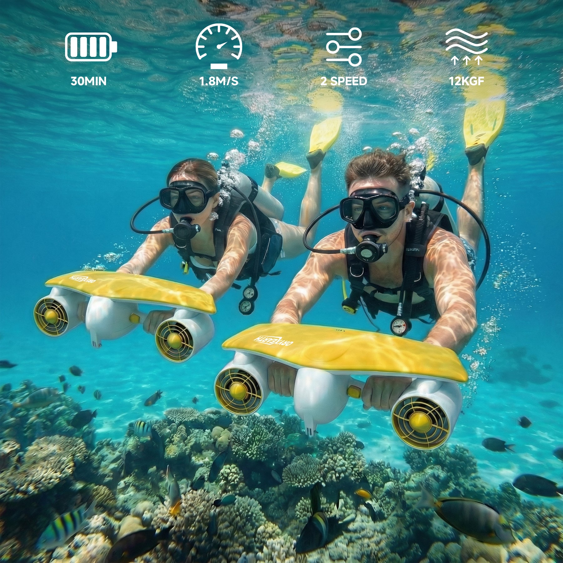 【WMT】Oryxearth Underwater Scooter 2 Gear Speed 12 kgf Swimming Pool Diving Snorkeling Water Scooter