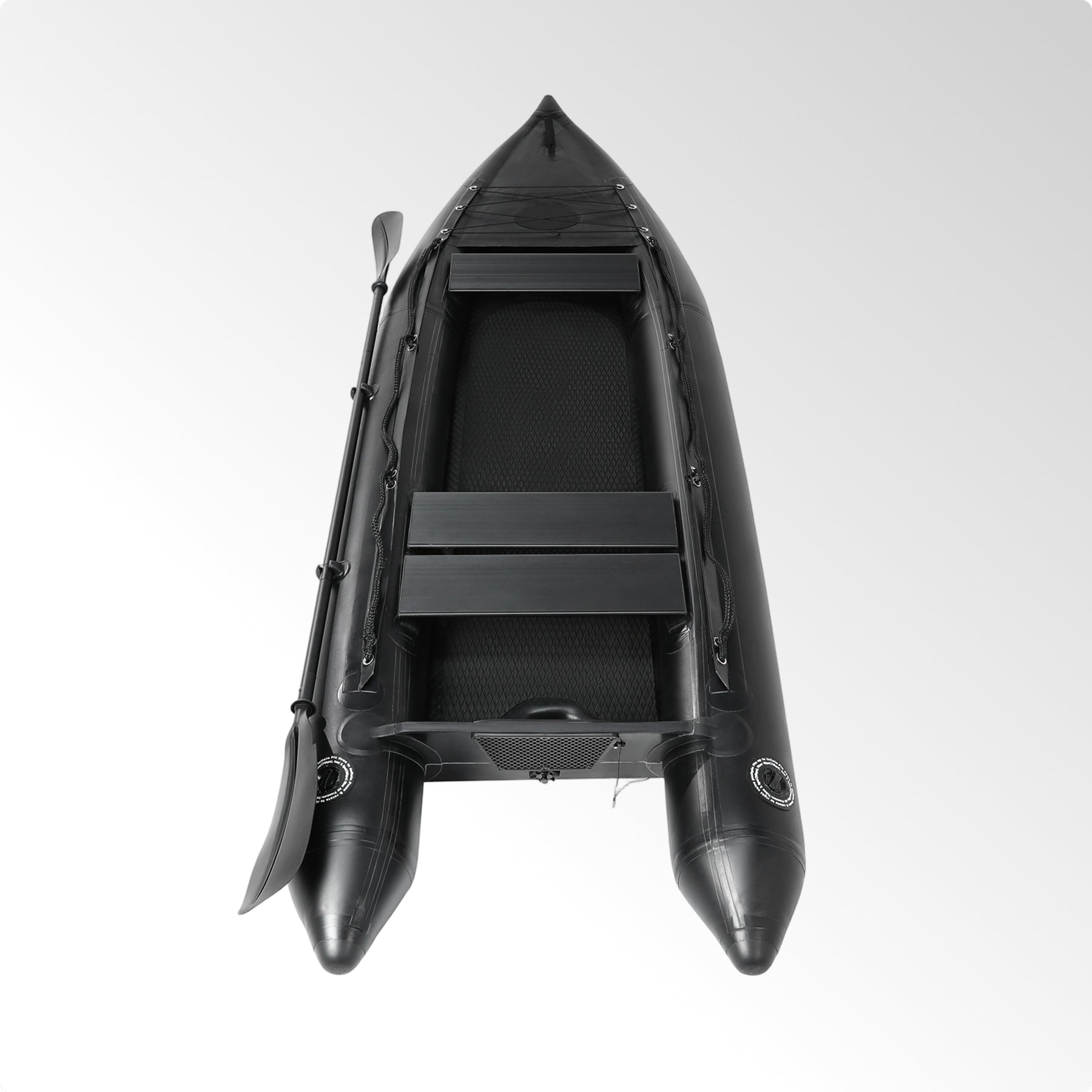 Professional 10.8ft Inflatable Fishing Boat for Adults - Heavy Duty Pontoon Skiff with Aluminum Seat, Includes Pump, Oars & Stabilizer Fin