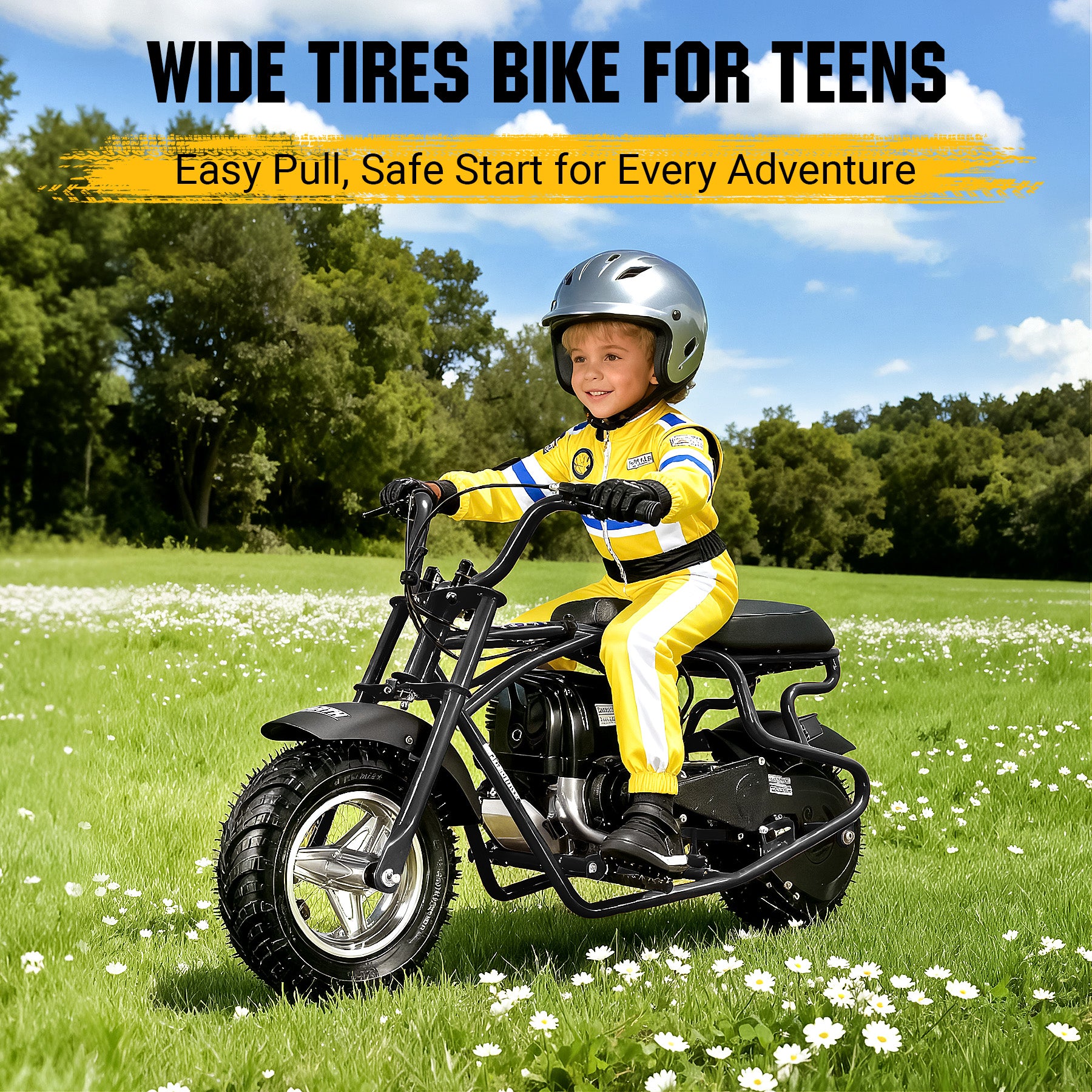 【WMT】Oryxearth 37.7CC Mini Dirt Bike, 4-Stroke Gas Power 16 mph Bike,Off Road for Teens, Pull Start