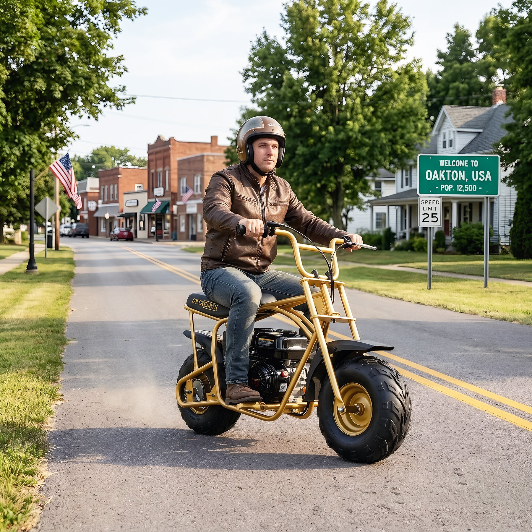 Oryxearth BRM100-4 99CC Off-Road Gas Mini Bike for Adults & Teens, Limited Edition Gold, Supports Up to 220 lbs