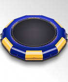 Oryxearth 10FT Inflatable Water Trampoline, Portable Bounce Swim Platform with Electric Air Pump & 4-Step Ladder, with ASTM F381-16 Certified for Pool, Lake and Water Sports, Yellow & Blue