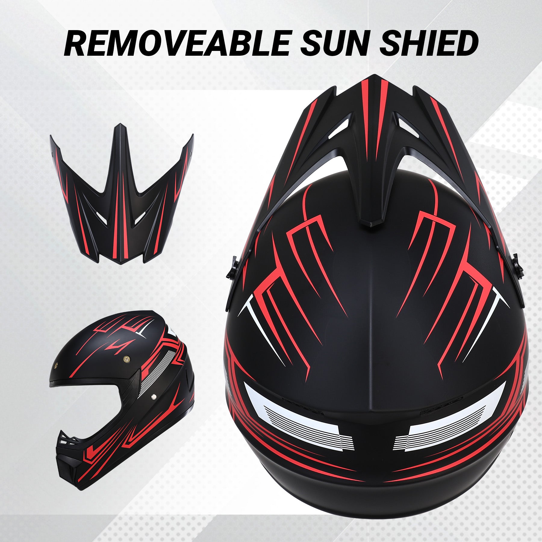 【WMT】Oryxearth Motocross Dirt Bike Helmet, Off-Road Motorcycle & ATV Helmet with Goggles Gloves