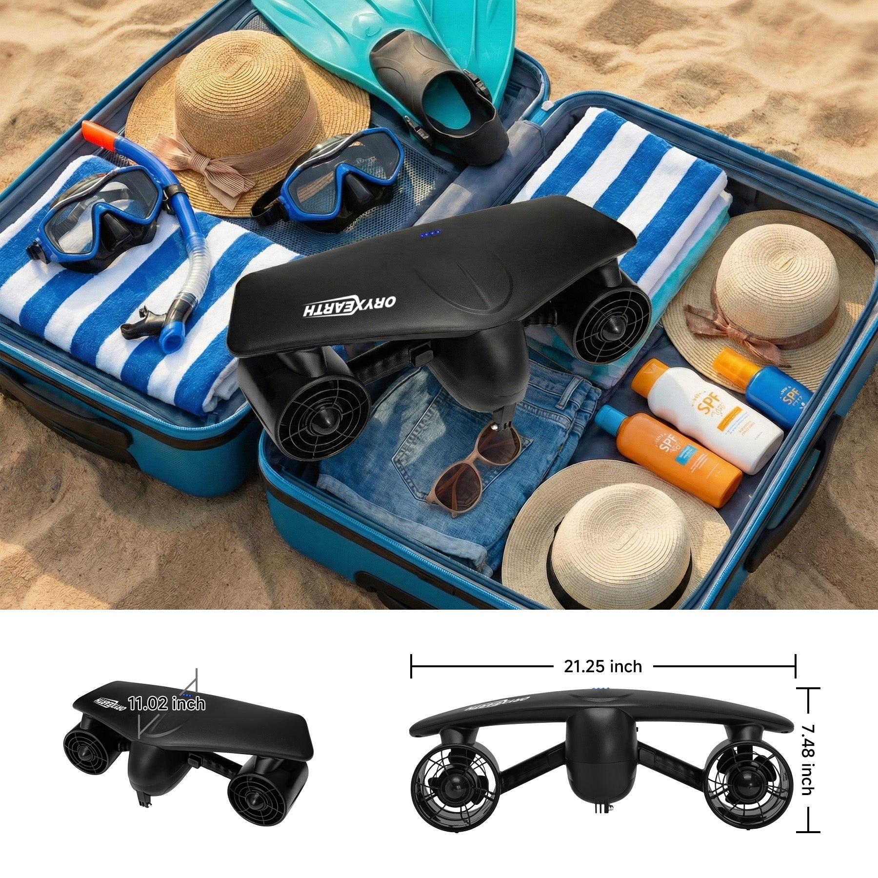 【WMT】Oryxearth Underwater Scooter 2 Gear Speed 12 kgf Swimming Pool Diving Snorkeling Water Scooter