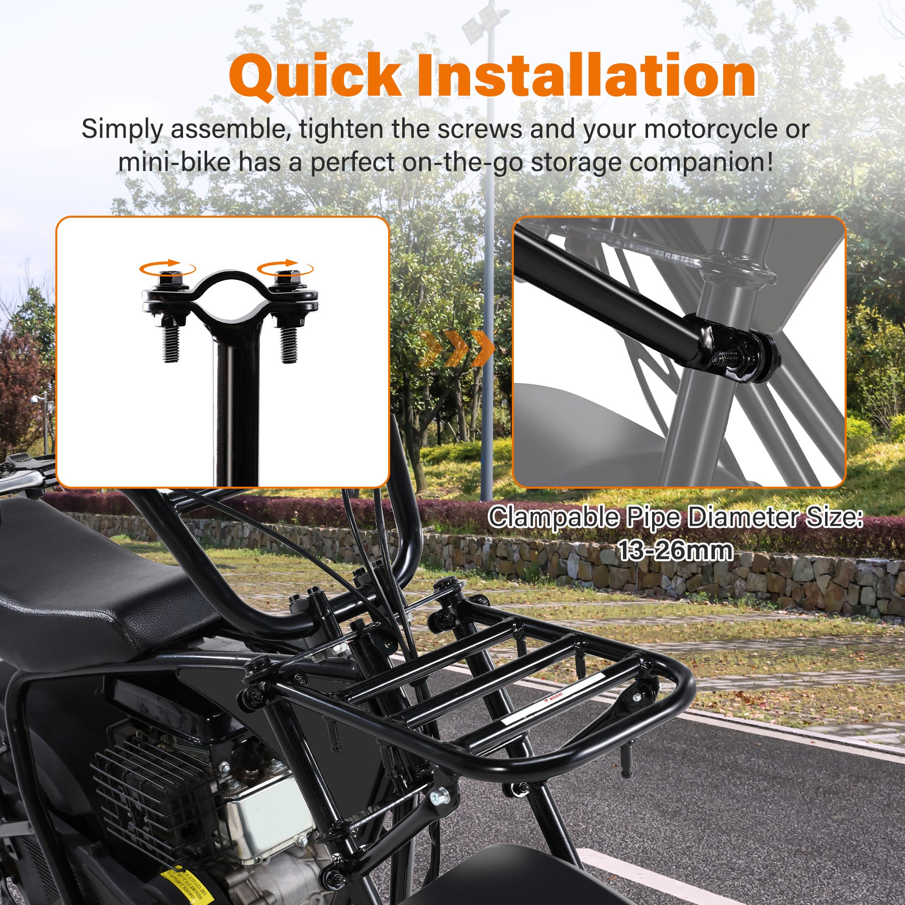 Oryxearth Mini Bike Front Luggage Rack Carrier, Motorcycle Carrier Shelf Bracket for Coleman RB100 FRP GMB100 Realtree RT100