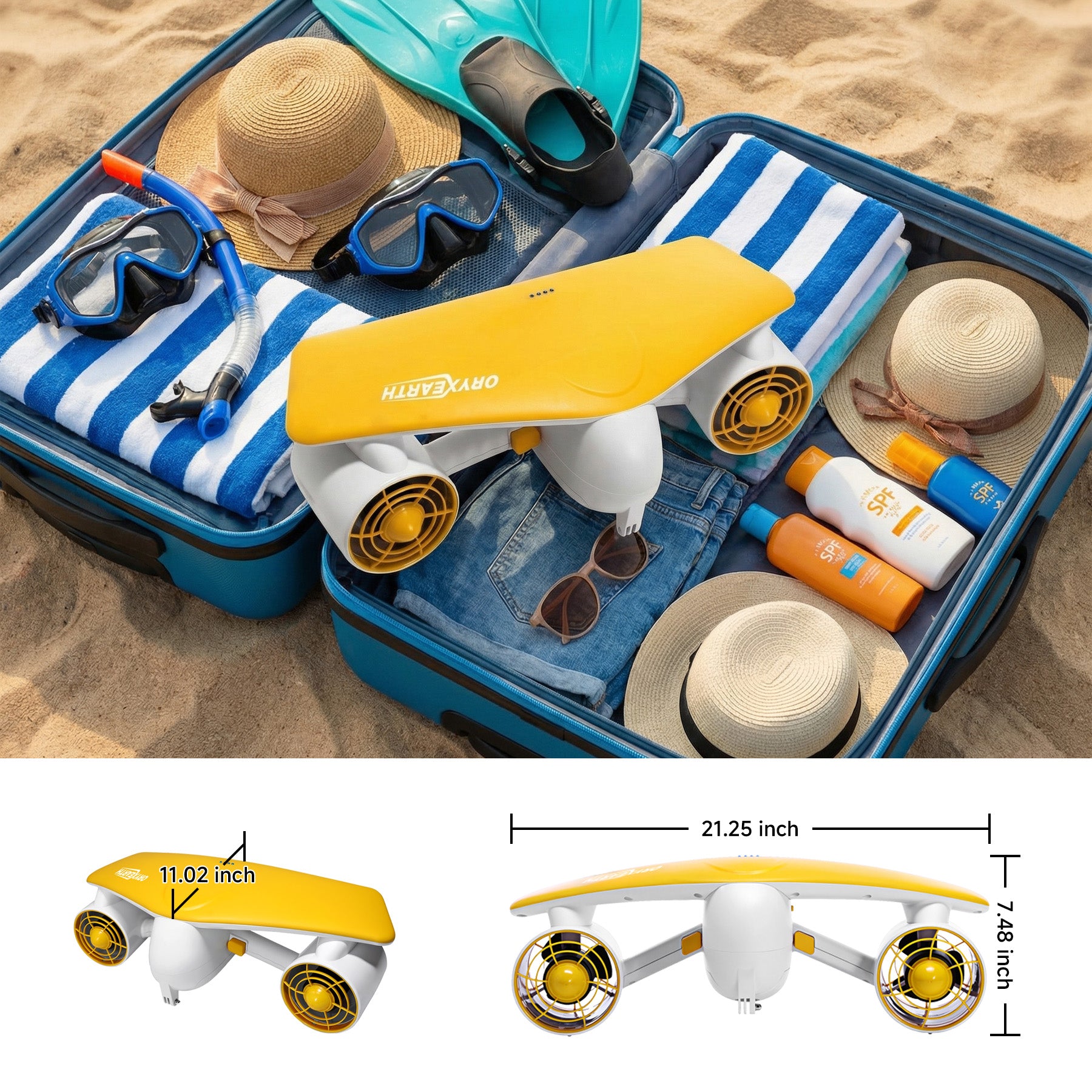 【WMT】Oryxearth Underwater Scooter 2 Gear Speed 12 kgf Swimming Pool Diving Snorkeling Water Scooter