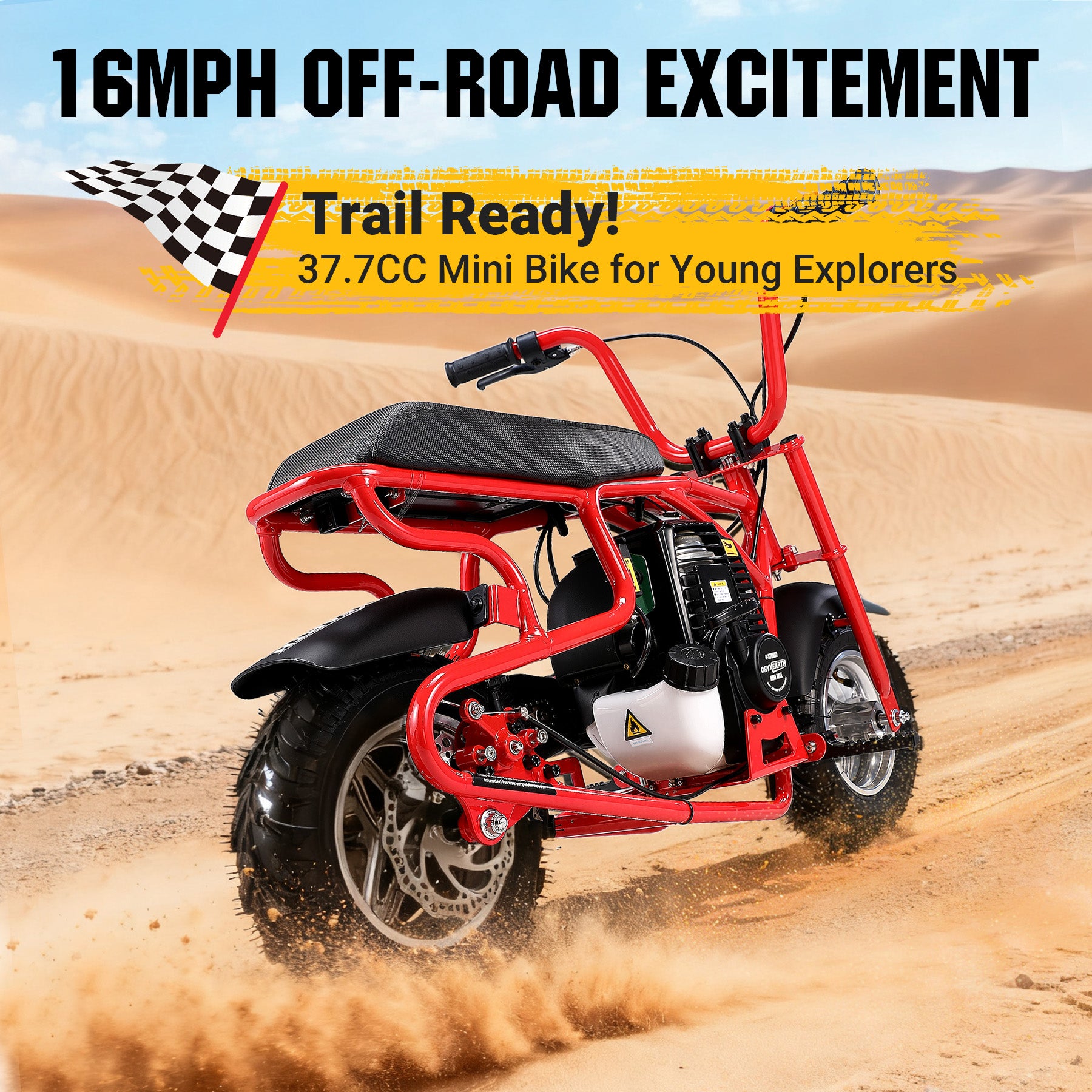 【WMT】Oryxearth 37.7CC Mini Dirt Bike, 4-Stroke Gas Power 16 mph Bike,Off Road for Teens, Pull Start