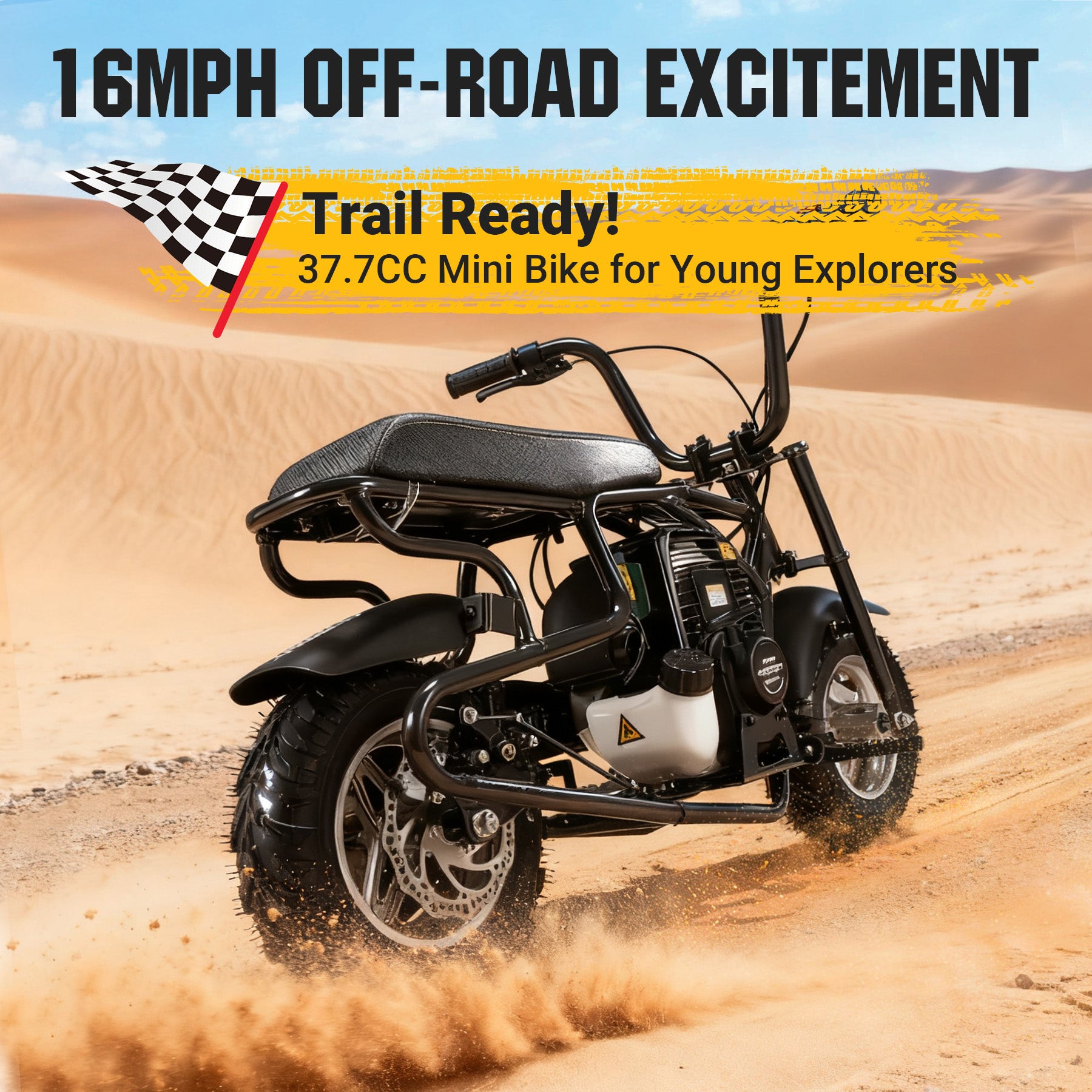 【WMT】Oryxearth 37.7CC Mini Dirt Bike, 4-Stroke Gas Power 16 mph Bike,Off Road for Teens, Pull Start