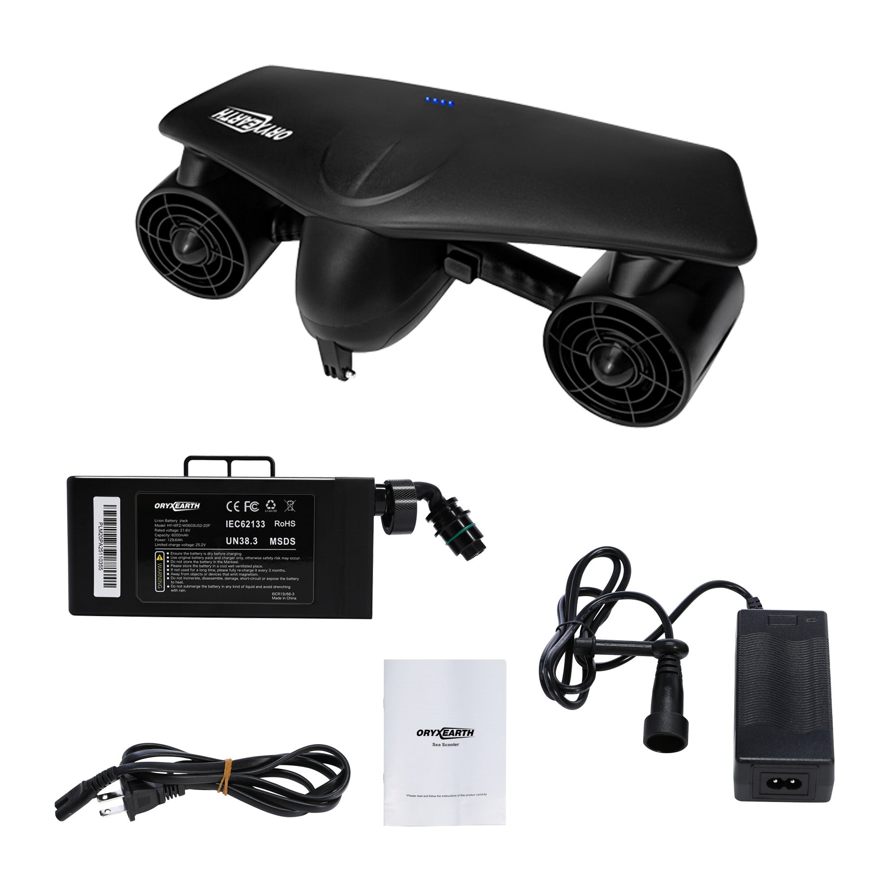 【WMT】Oryxearth Underwater Scooter 2 Gear Speed 12 kgf Swimming Pool Diving Snorkeling Water Scooter