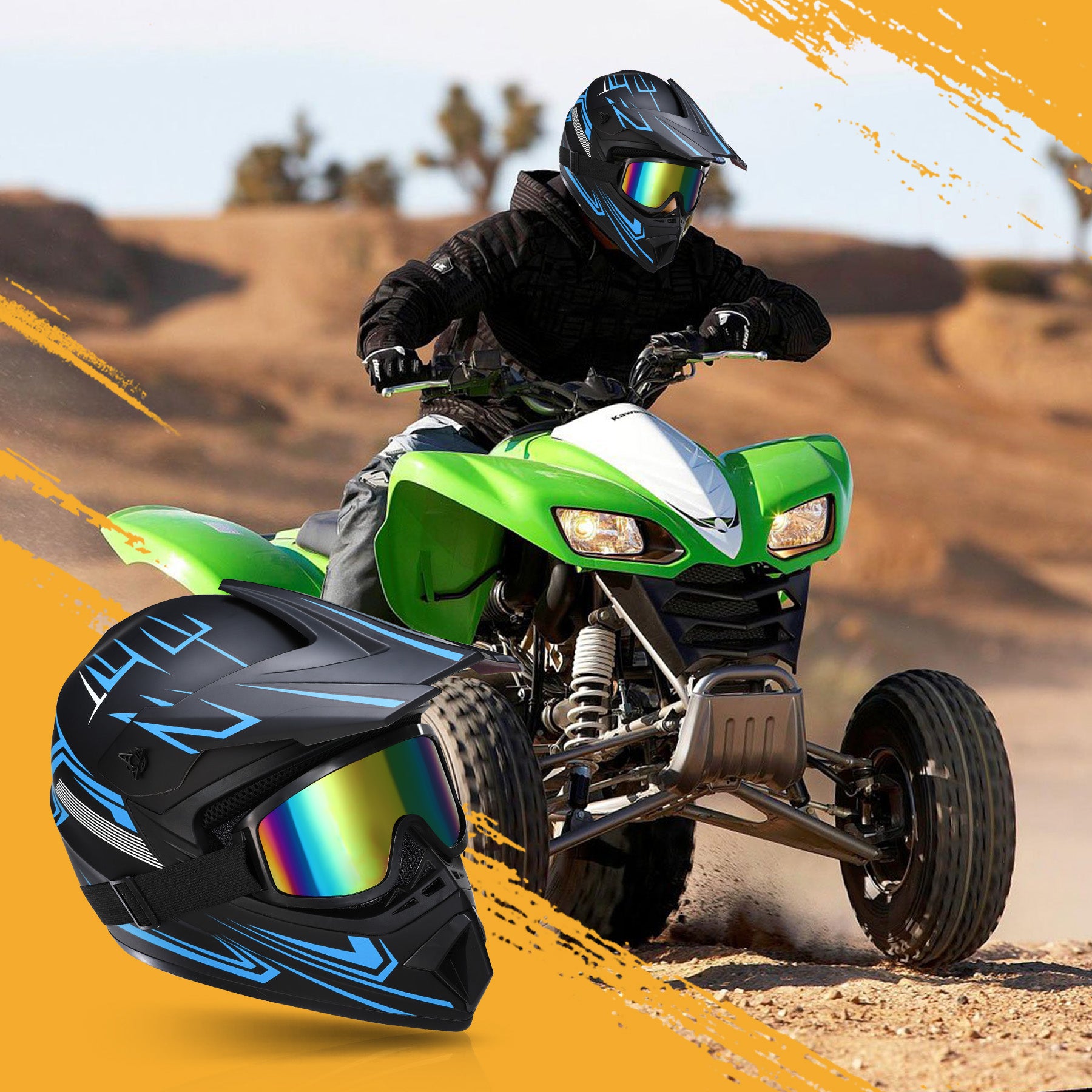 【WMT】Oryxearth Motocross Dirt Bike Helmet, Off-Road Motorcycle & ATV Helmet with Goggles Gloves