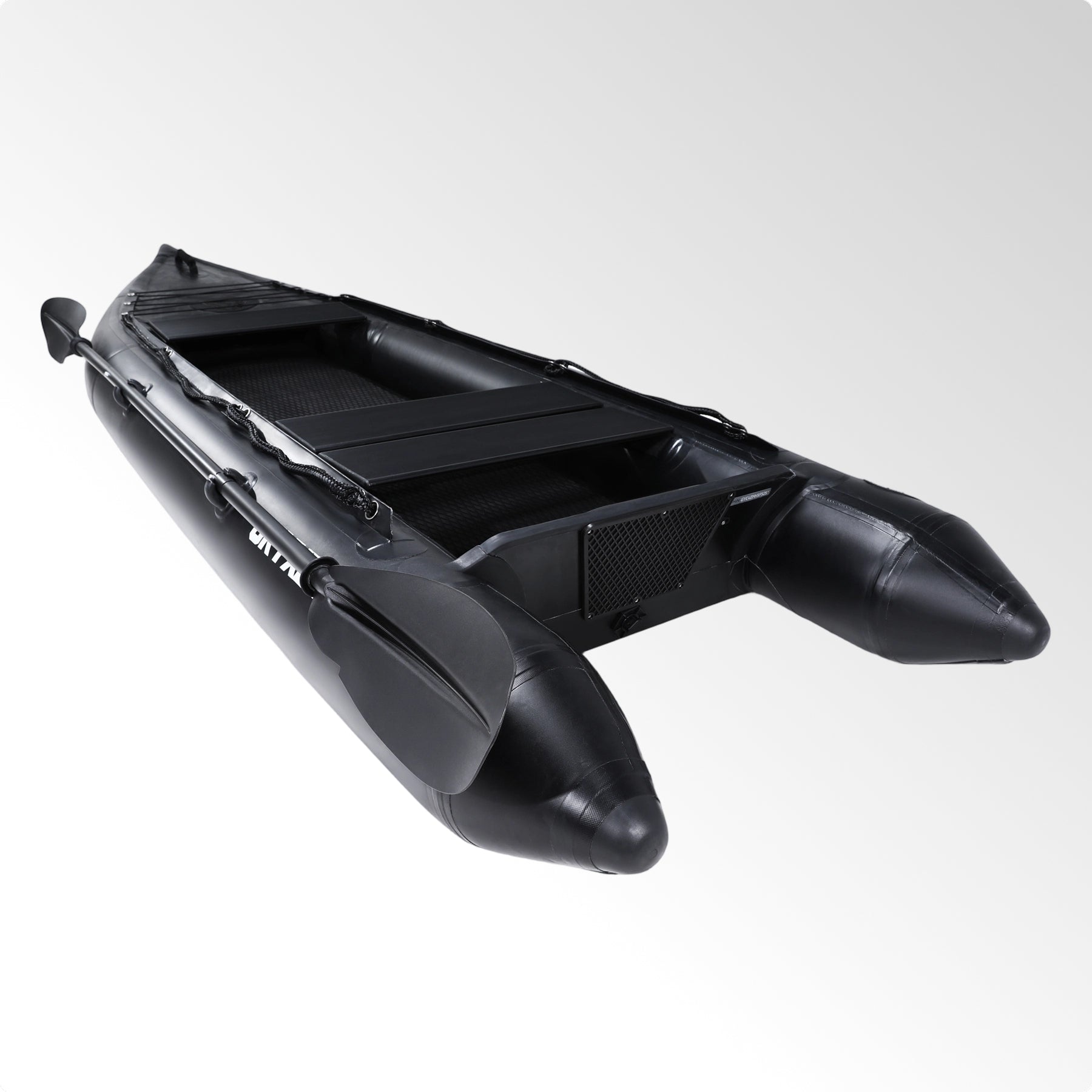 Professional 10.8ft Inflatable Fishing Boat for Adults - Heavy Duty Pontoon Skiff with Aluminum Seat, Includes Pump, Oars & Stabilizer Fin