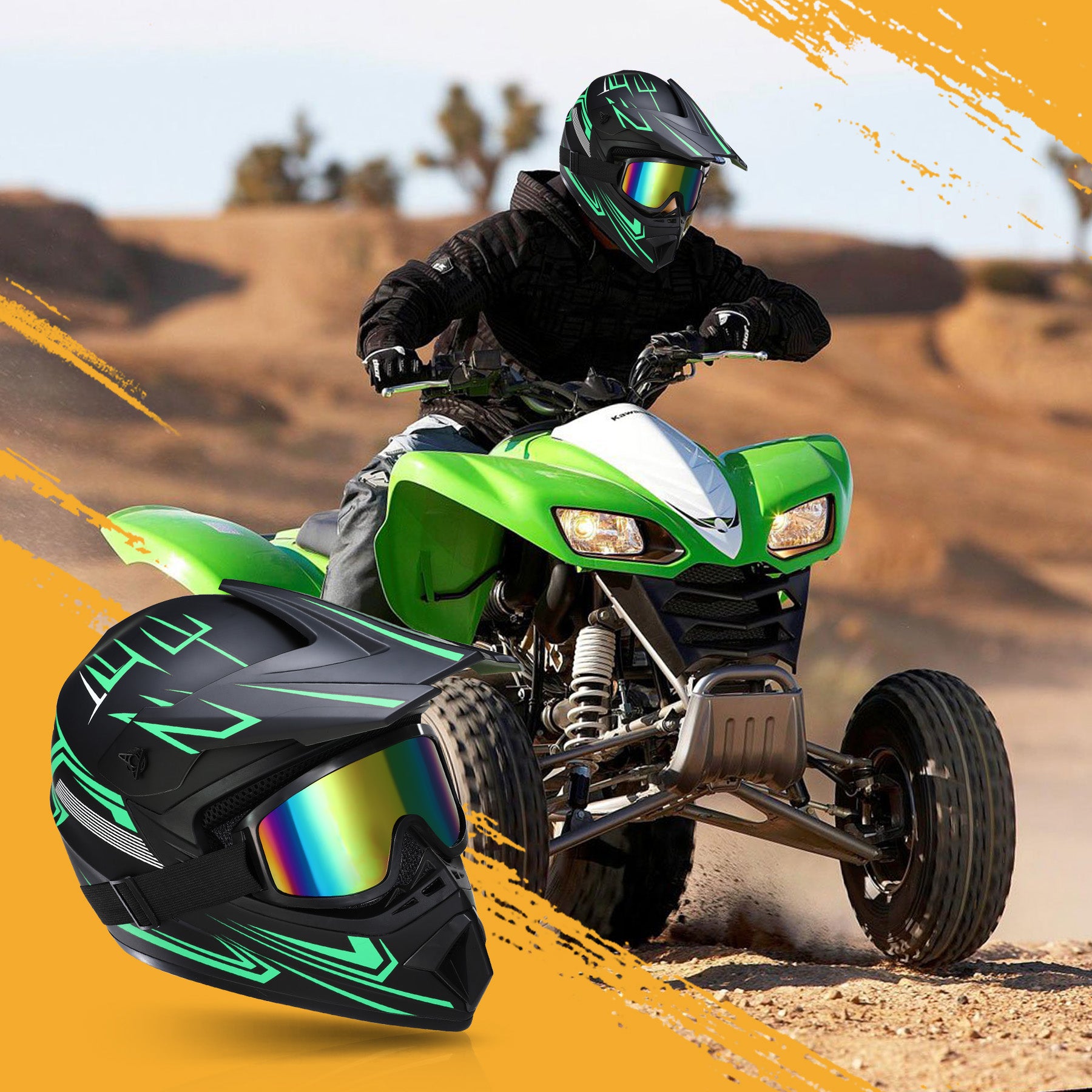 【WMT】Oryxearth Motocross Dirt Bike Helmet, Off-Road Motorcycle & ATV Helmet with Goggles Gloves